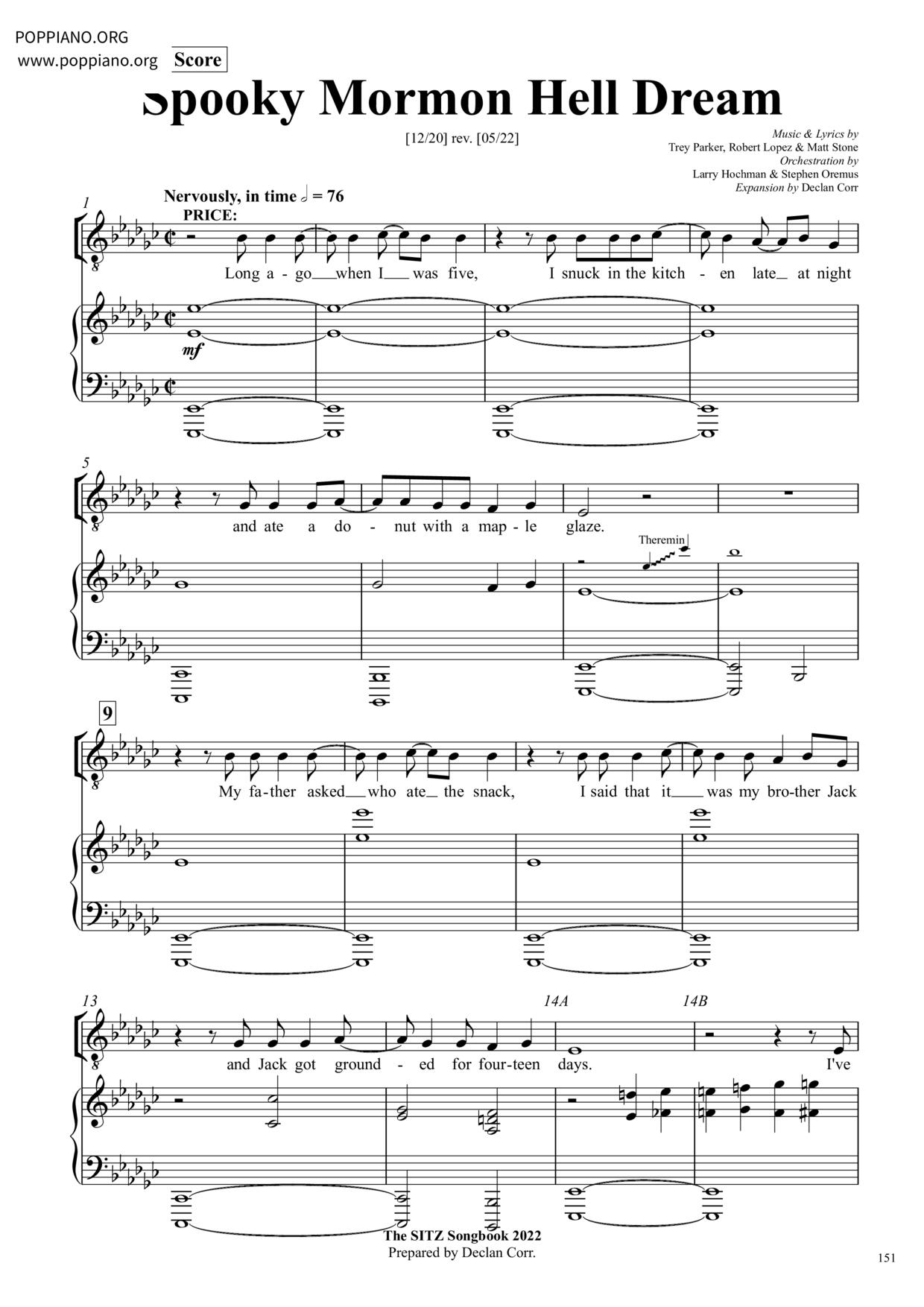 Spooky Mormon Hell Dream琴譜