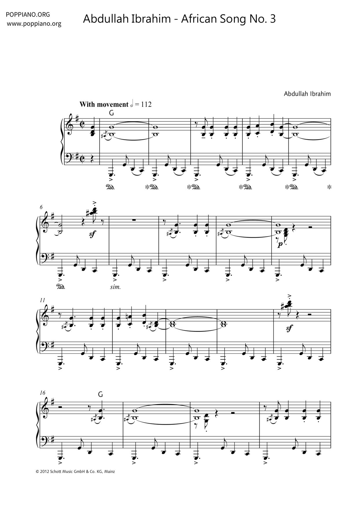 African Song No. 3琴譜
