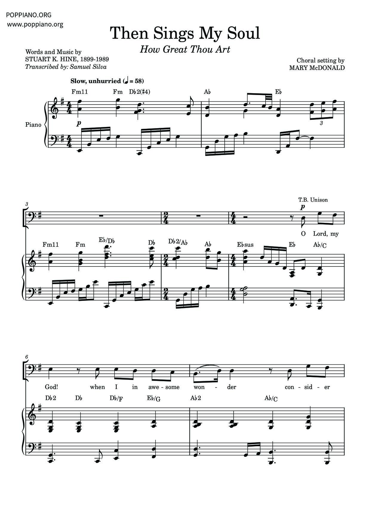 Then Sings My Soul琴譜