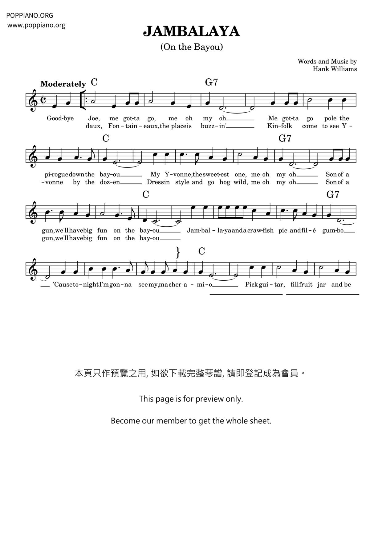 Jambalaya琴譜