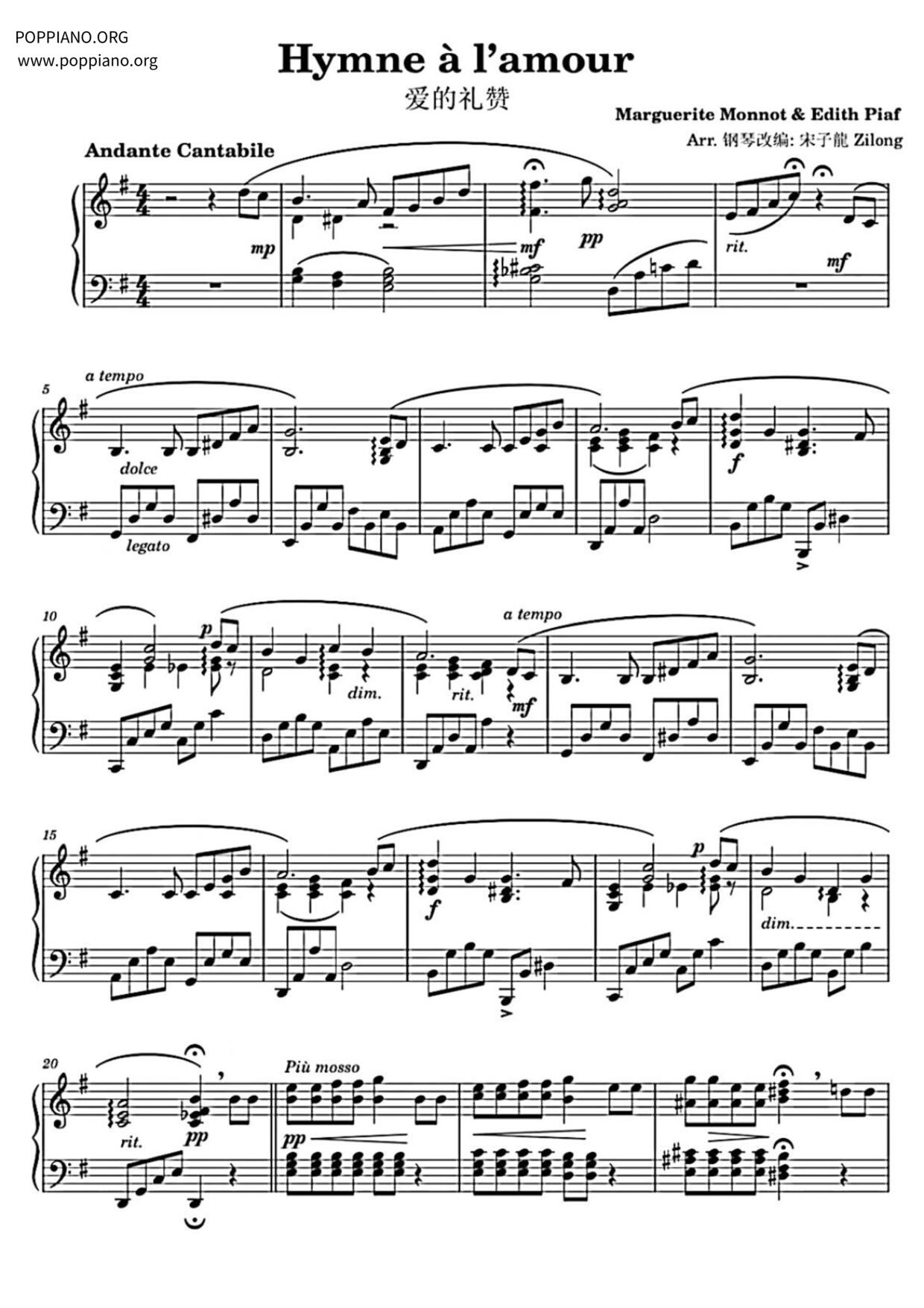 If You Love Me (Hymne A L'amour)琴譜