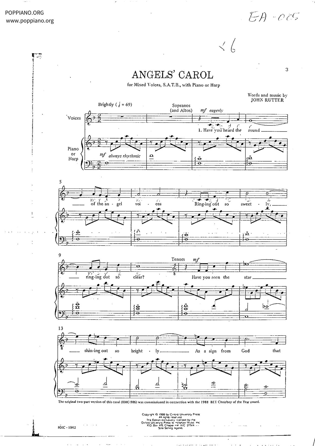 Angel's Carol琴譜
