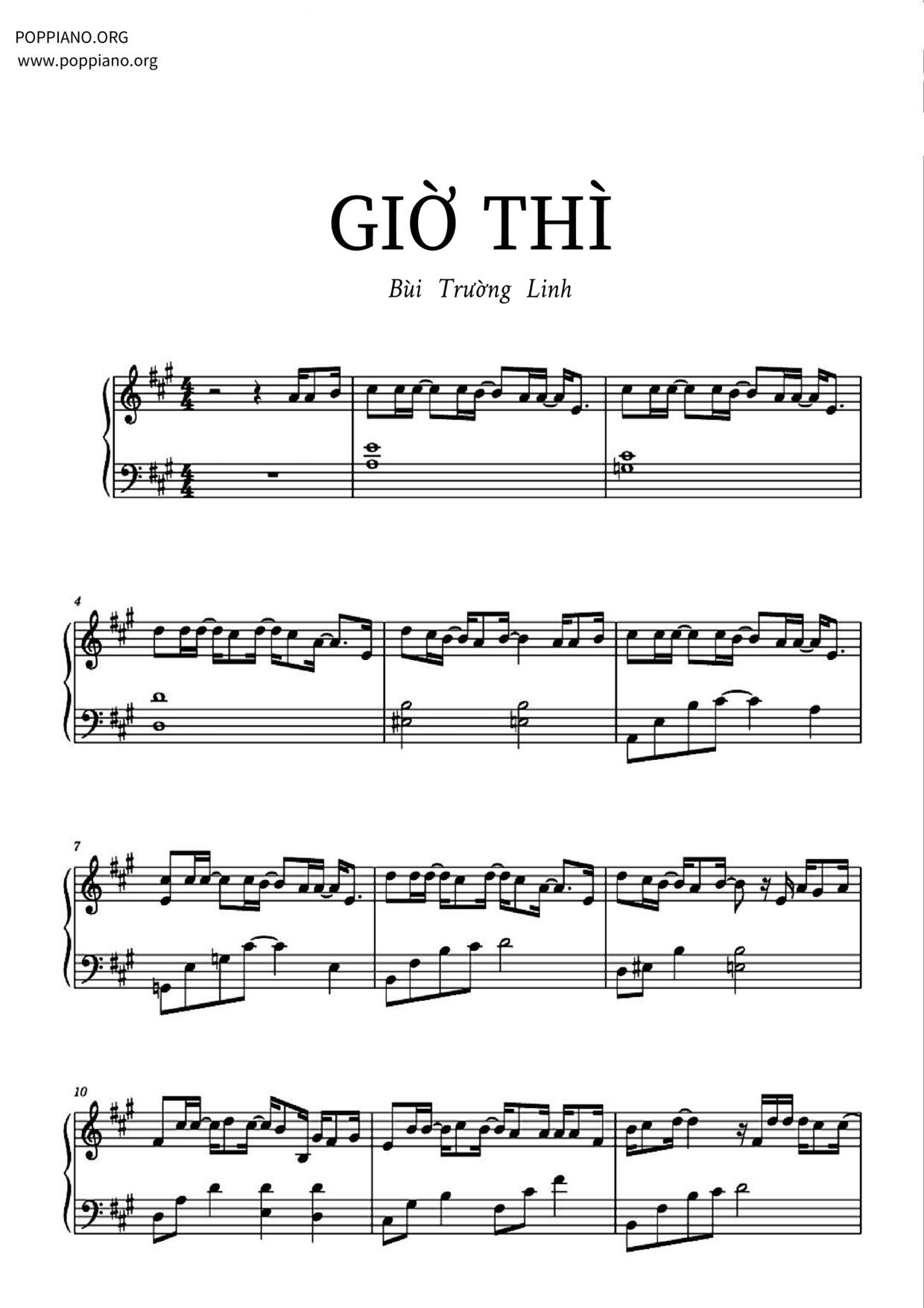 Giờ Thì琴譜