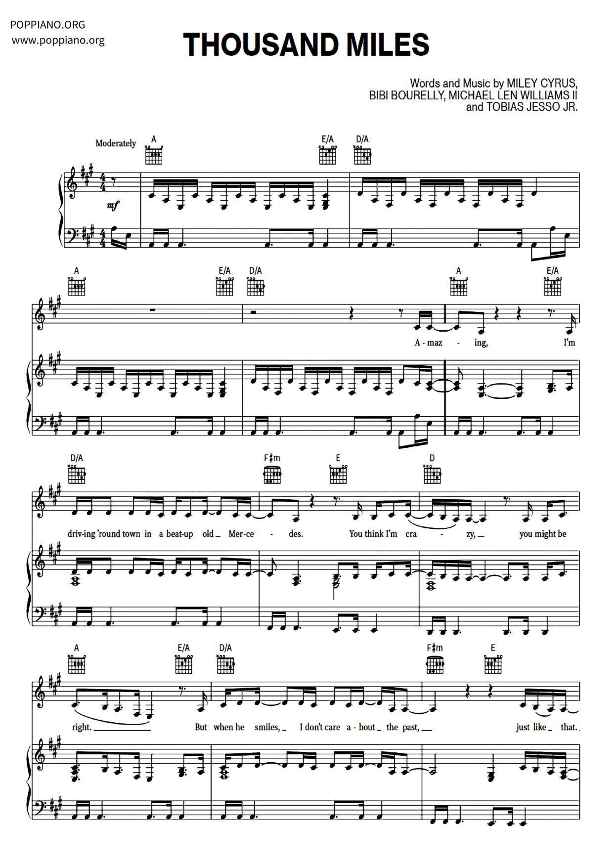 Thousand Miles (feat. Brandi Carlile)琴譜