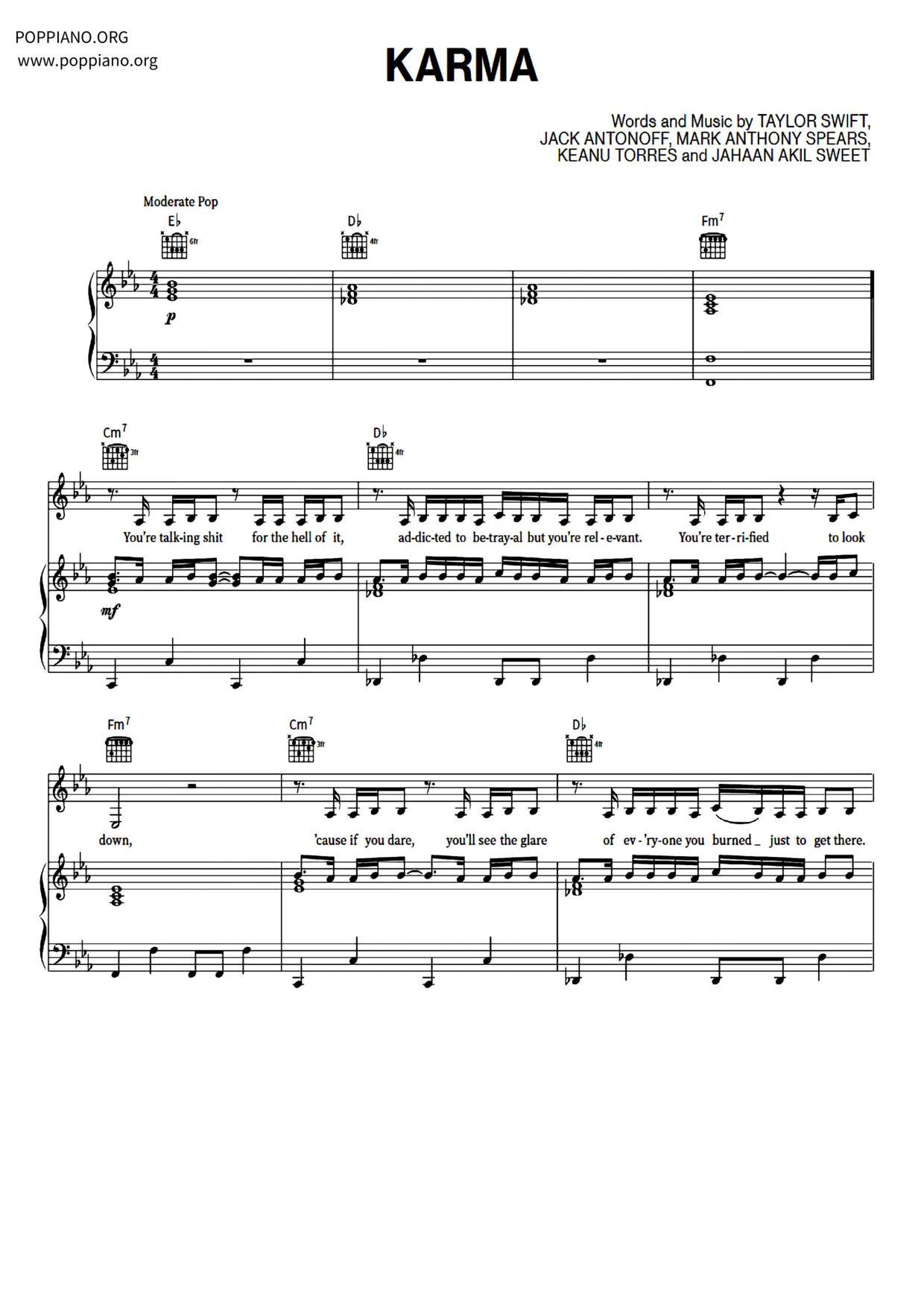 Karma琴譜