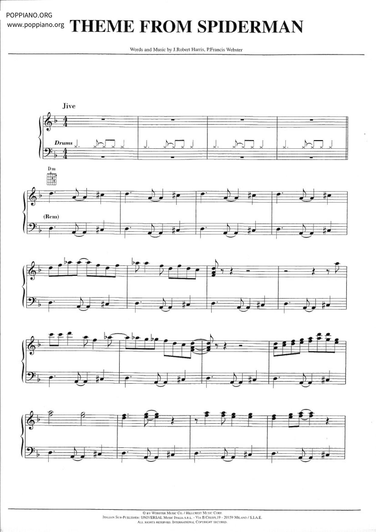 Theme From Spiderman琴譜