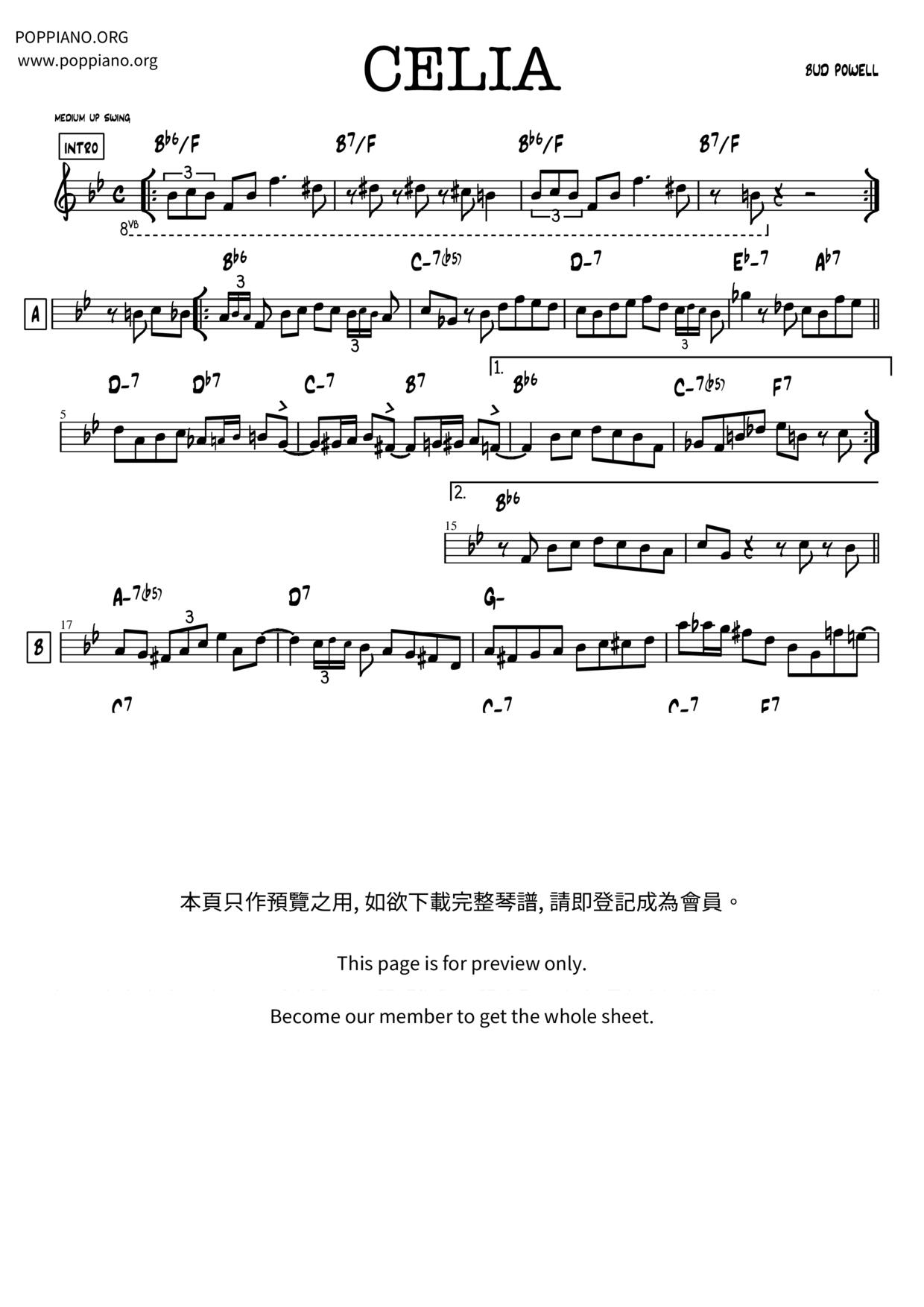 Celia琴譜