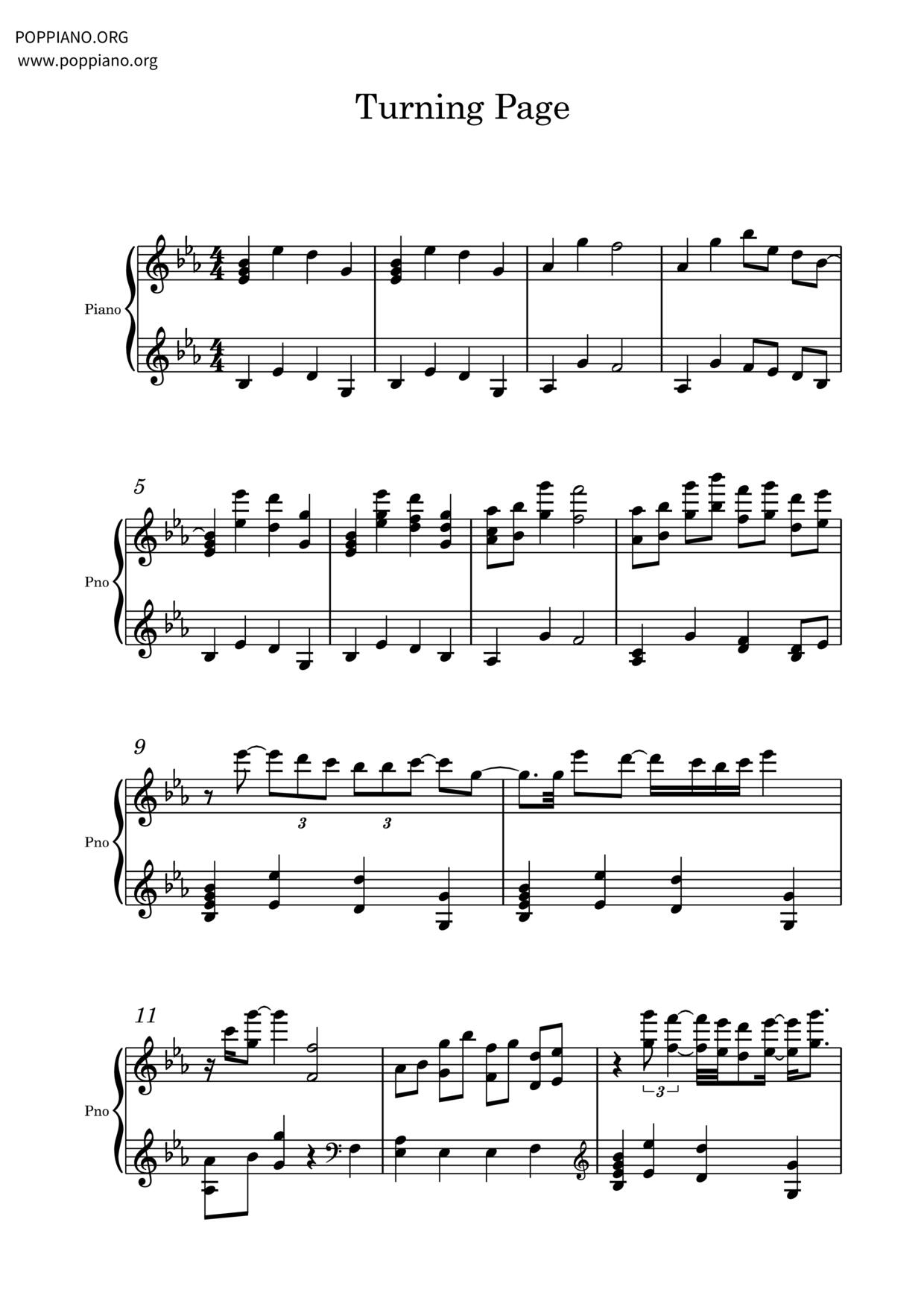 Turning Page琴譜