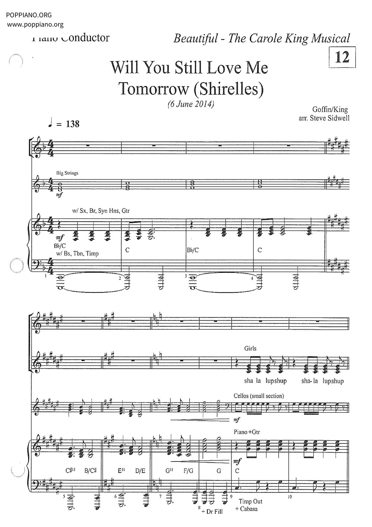 Will You Love Me Tomorrow琴譜