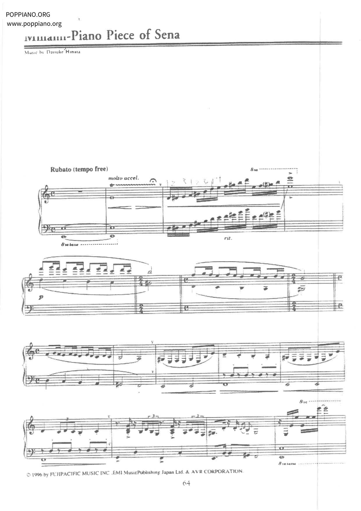 Minami-Piano Piece Of Sena琴譜