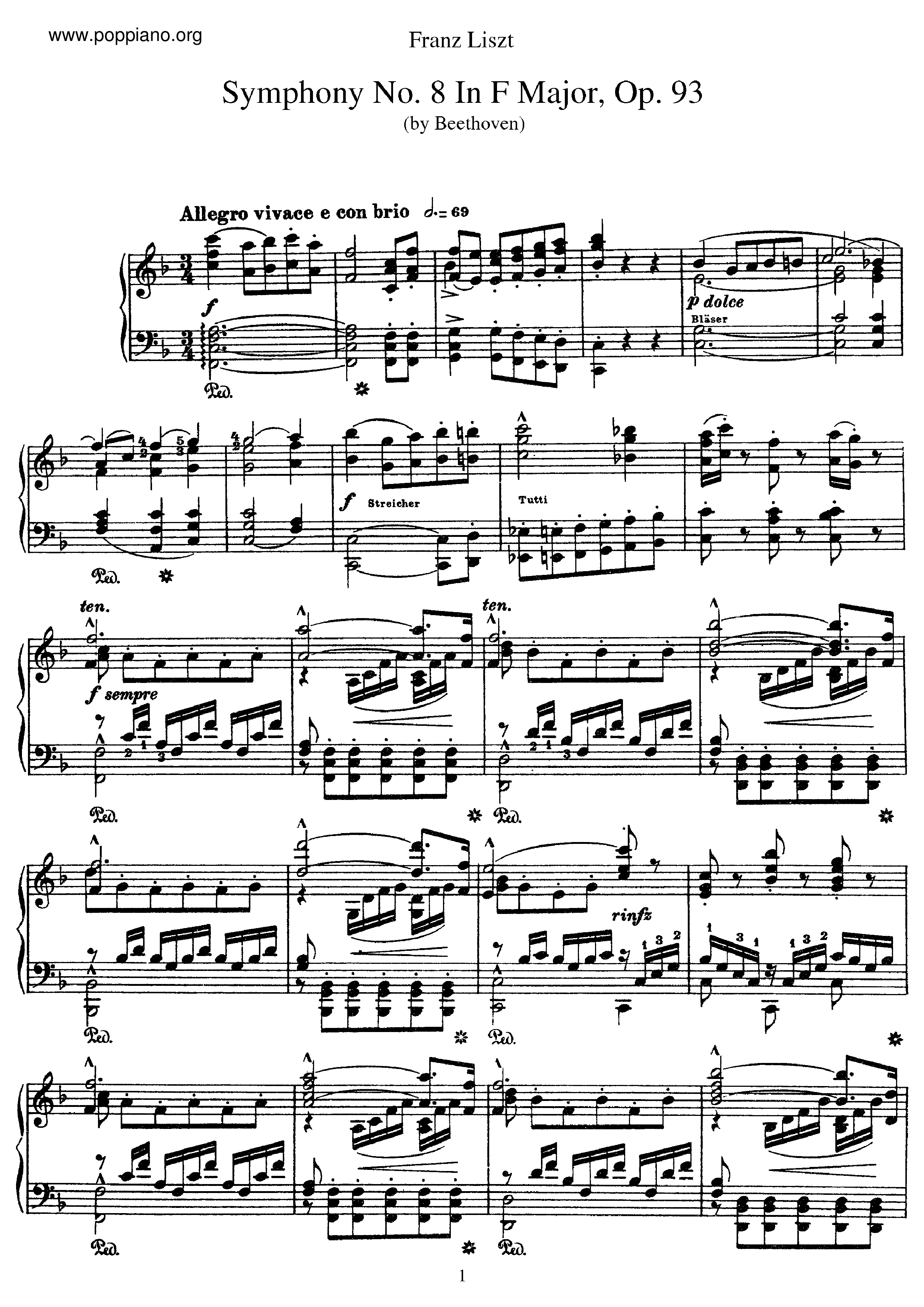 LisztSymphony No.8 in F major, Op.93 (S.464/8) Sheet Music pdf, Free Score Download ★