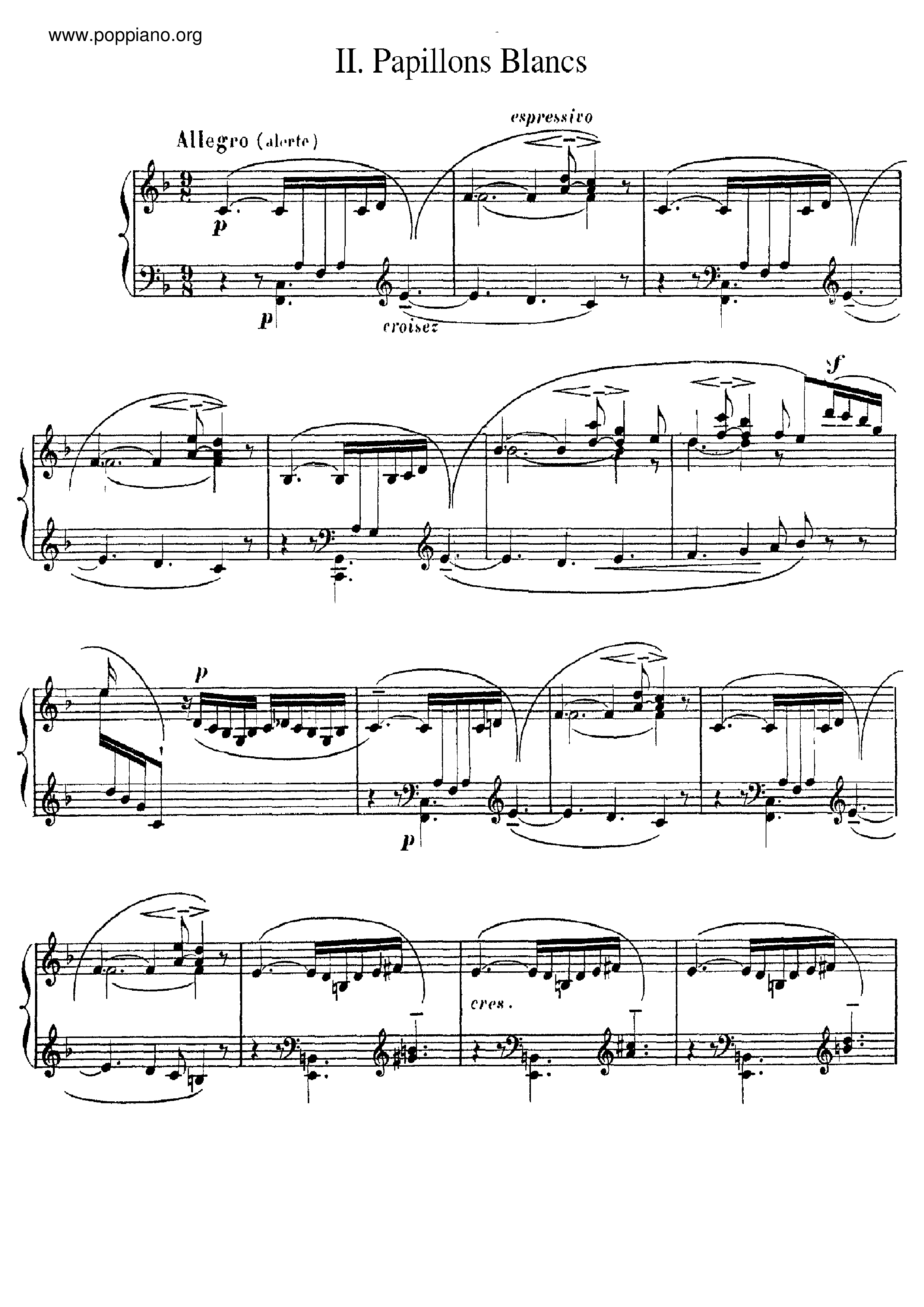 Papillons Blancs琴譜