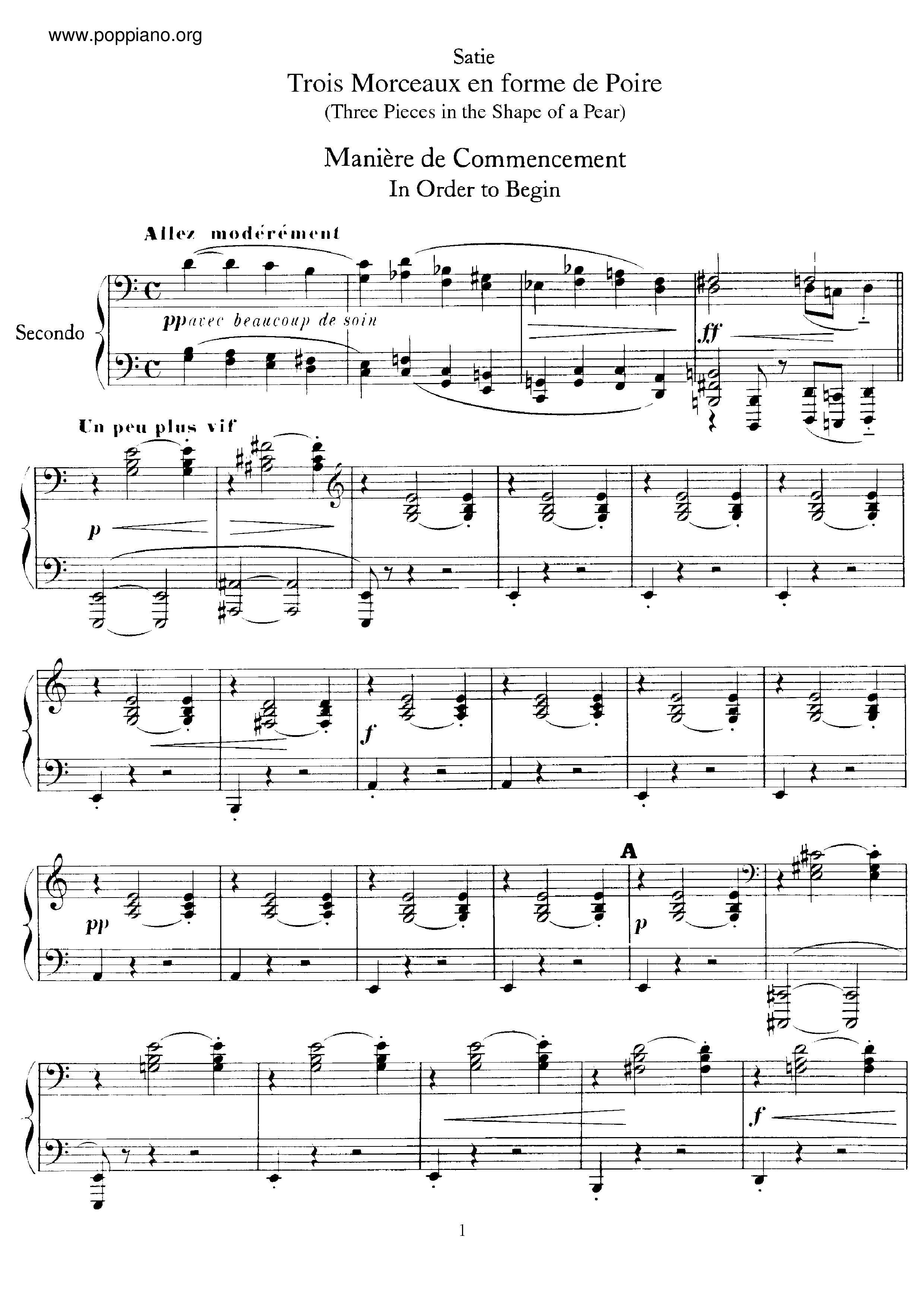 3 Morceaux en Forme de Poireピアノ譜