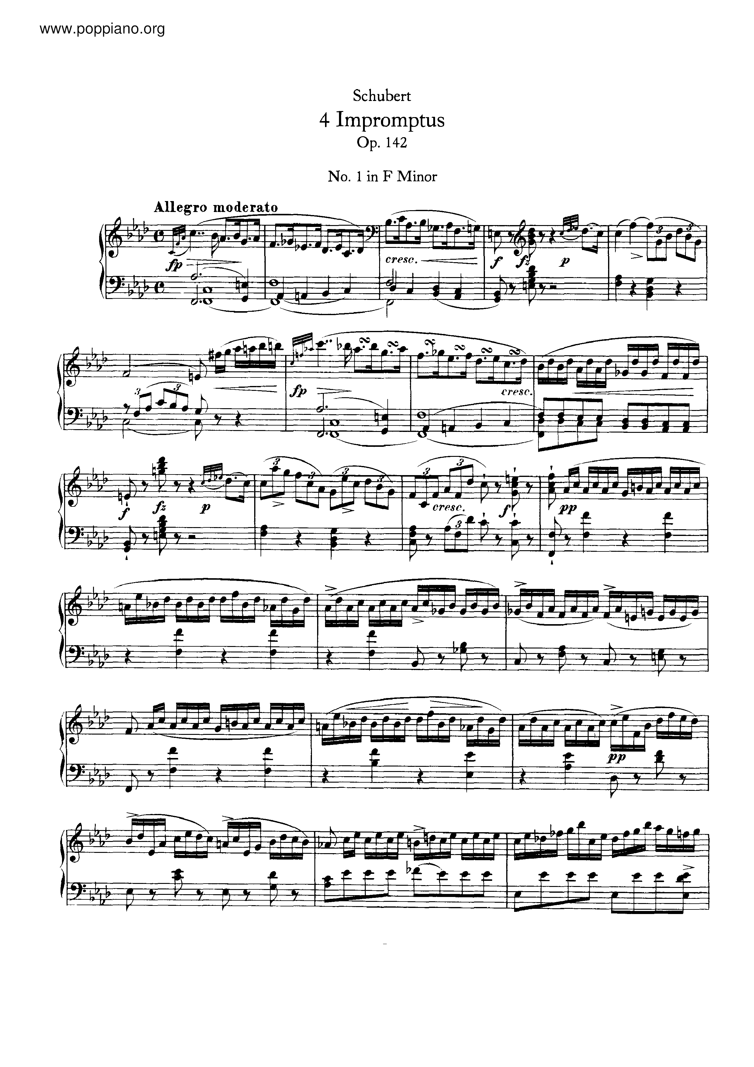 Schubert-4 Impromptus, Op.142 Sheet Music pdf, - Free Score Download ★