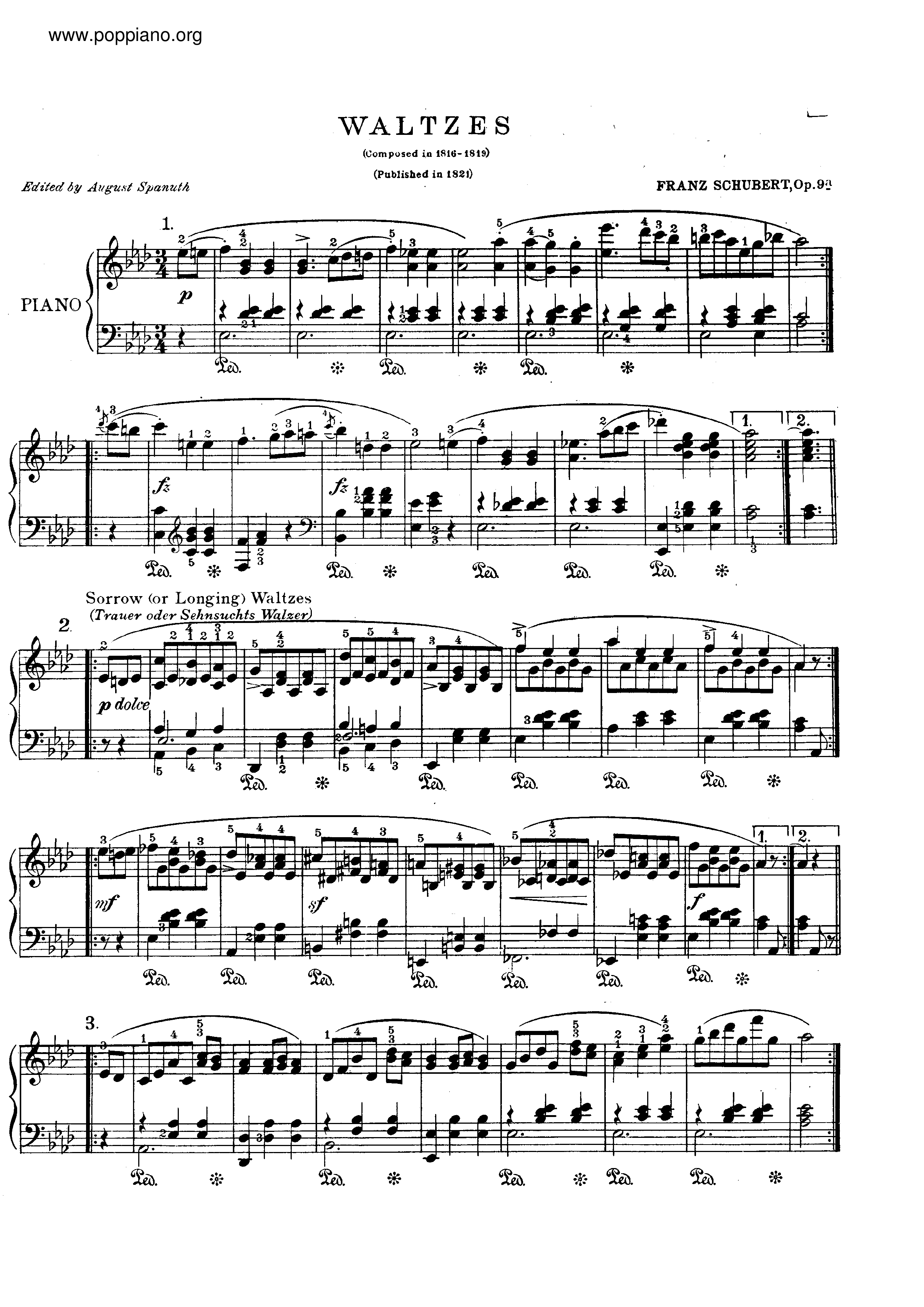 Schubert18 Waltzes, Op.9a Sheet Music pdf, Free Score Download ★