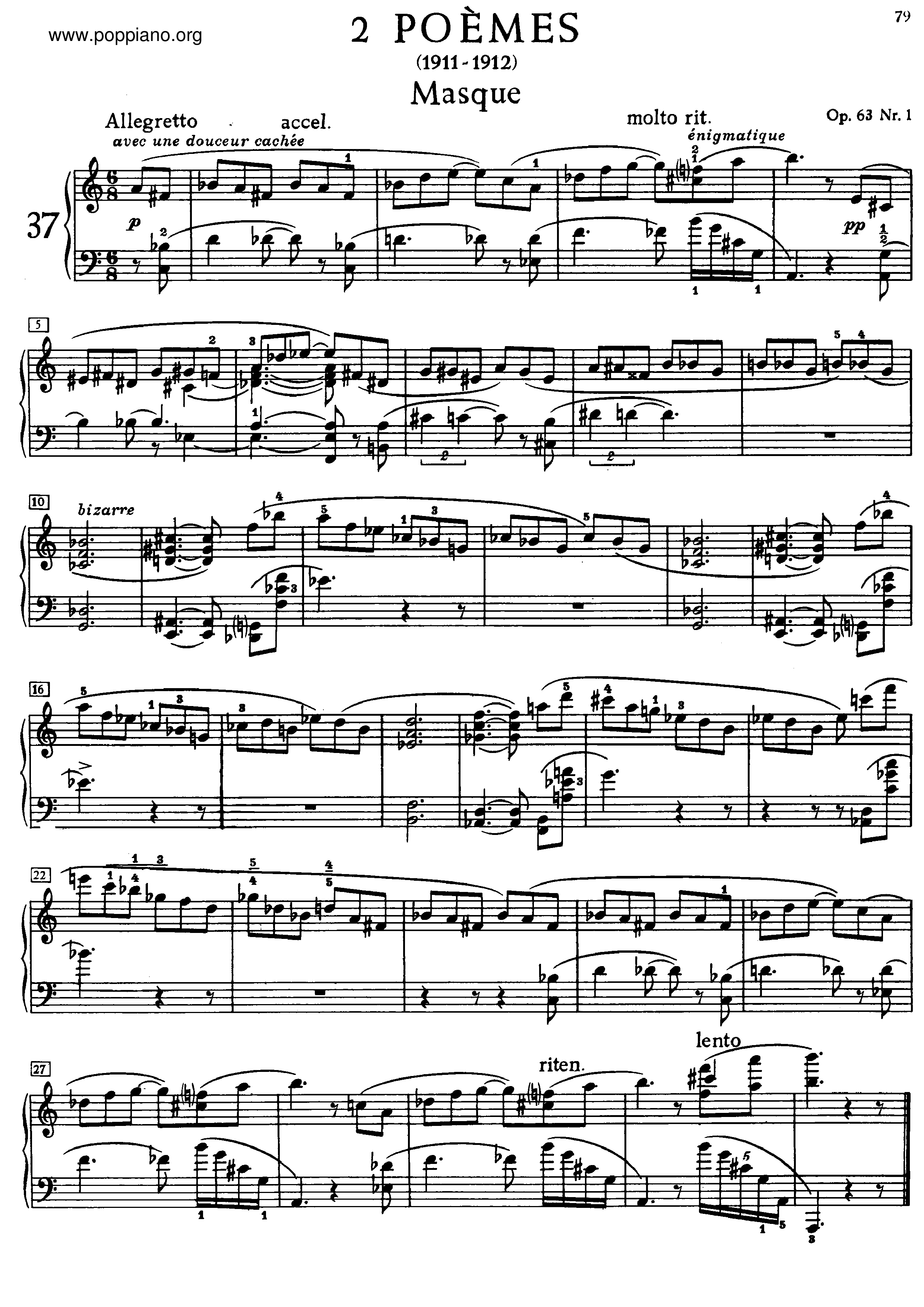 2 Poemes, Op.63琴譜