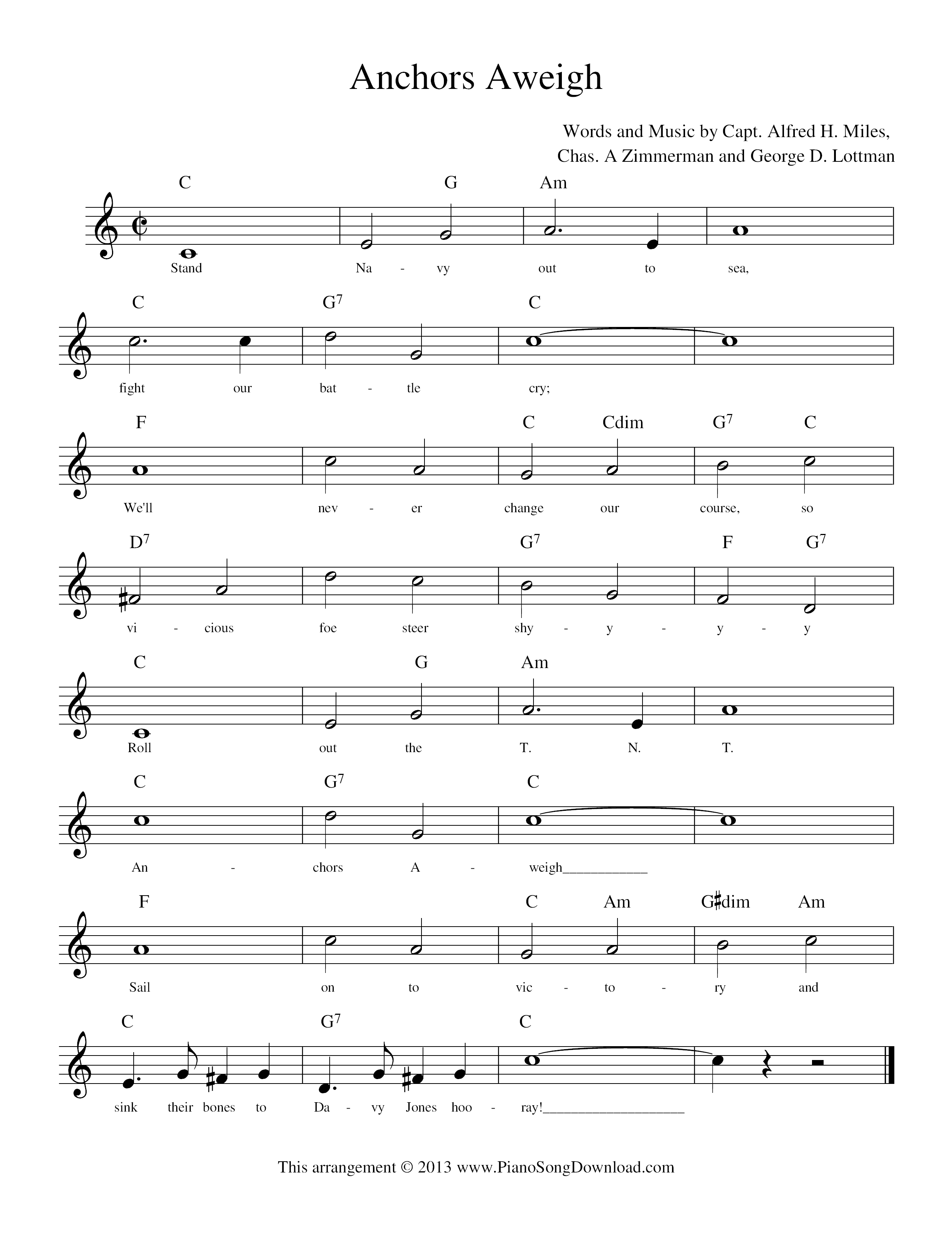 Alfred MilesAnchors Aweigh Sheet Music pdf, Free Score Download ★