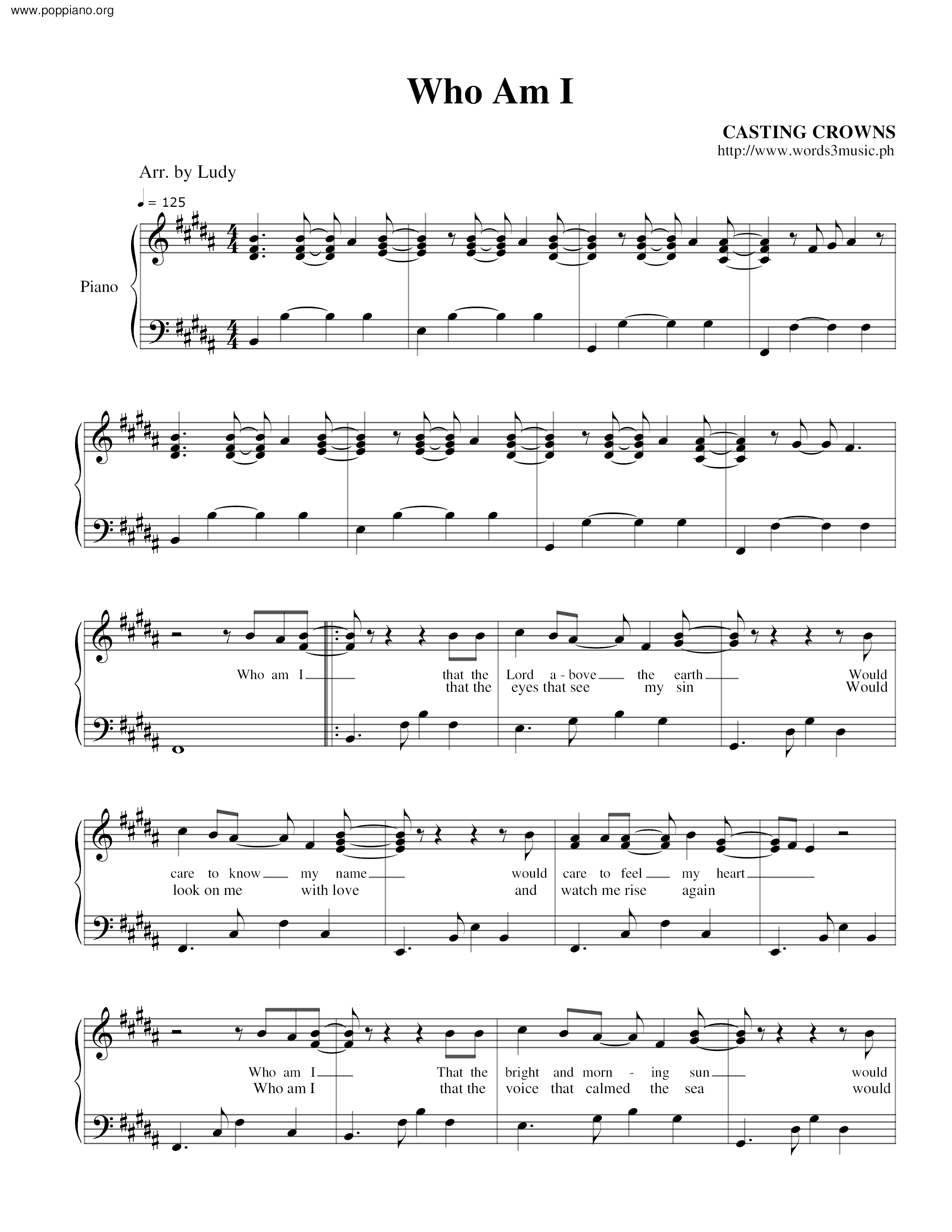 Who Am I Piano Sheet Music