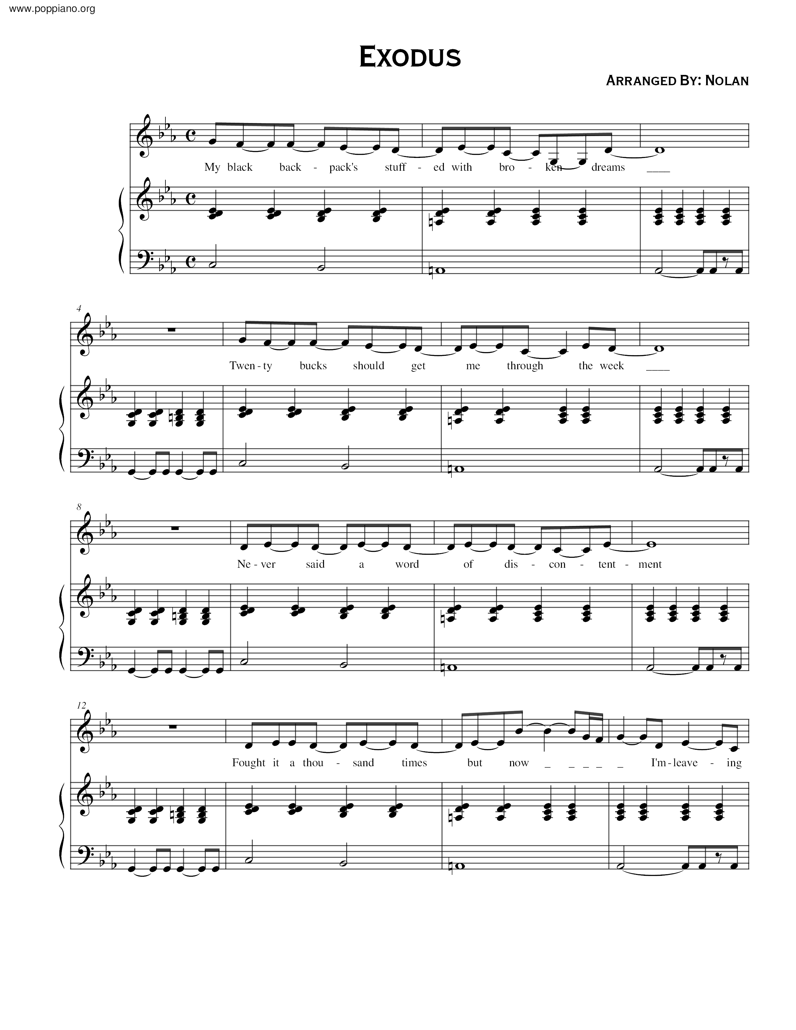Evanescence Exodus Sheet Music Pdf Free Score Download