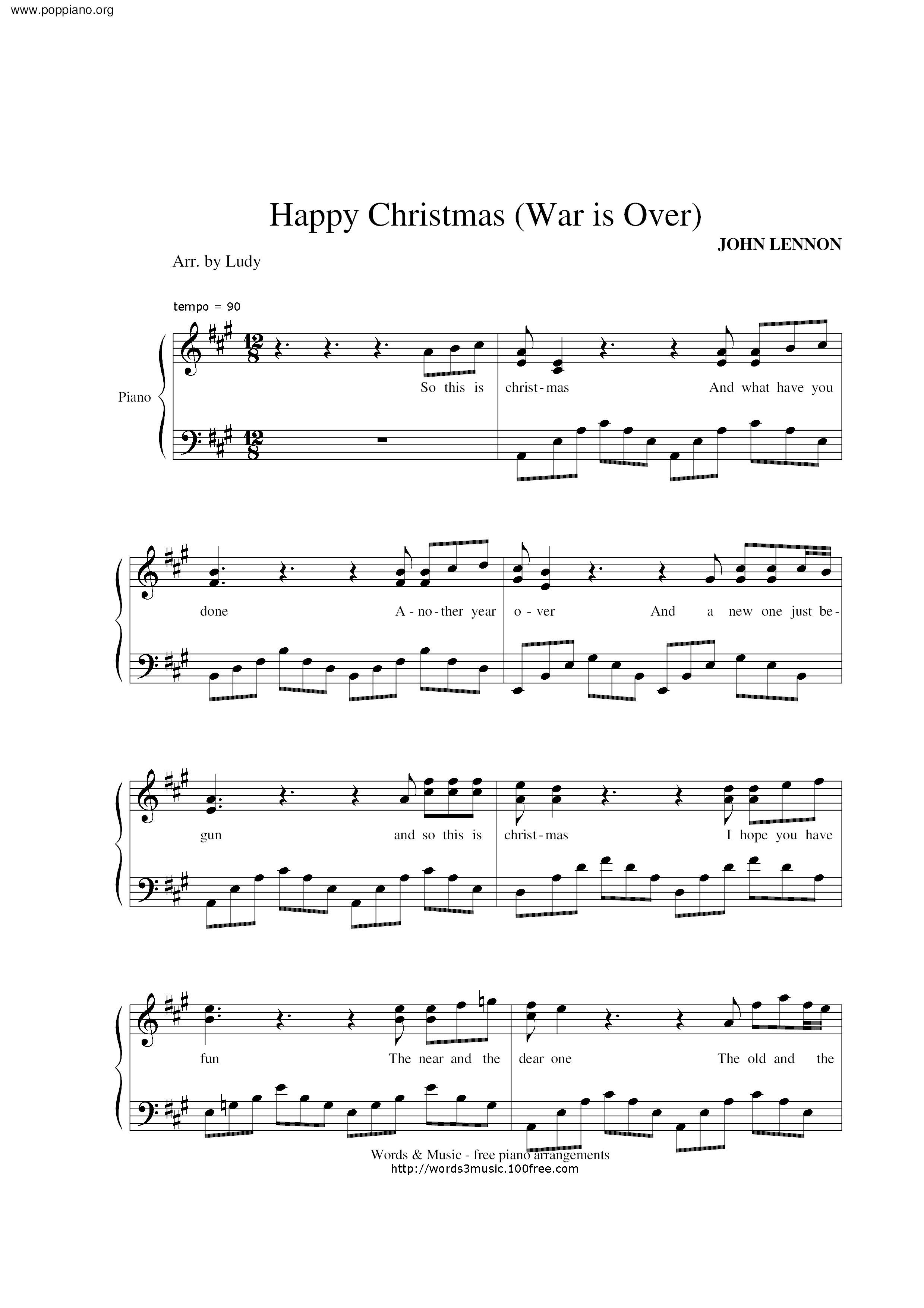 John Lennon Happy Christmas ピアノ譜pdf 香港ポップピアノ協会 無料pdf楽譜ダウンロード Gakufu John Lennon Happy Christmas ピアノ譜pdf 香港ポップピアノ協会 無料pdf楽譜ダウンロード Gakufu