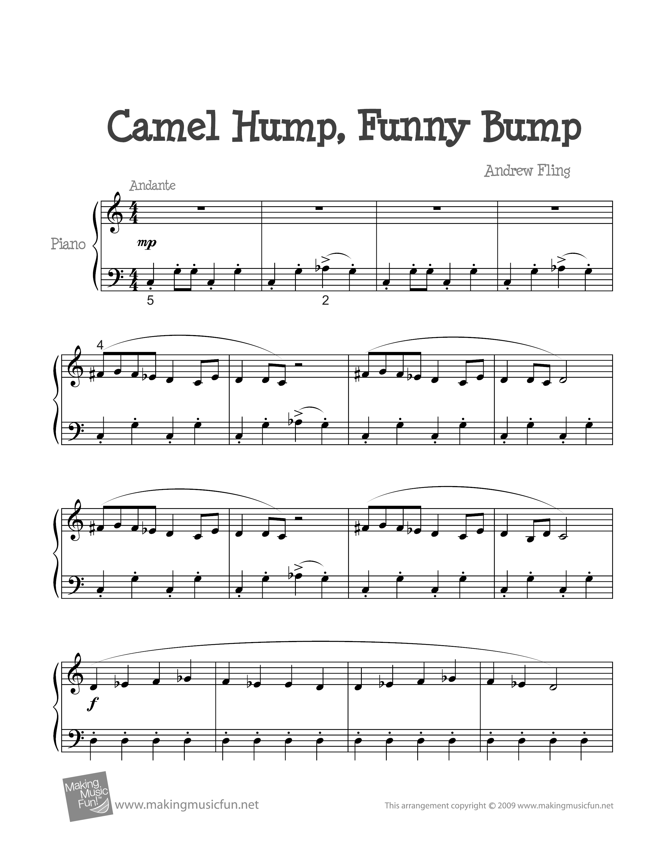 Camel Hump, Funny Bumpピアノ譜