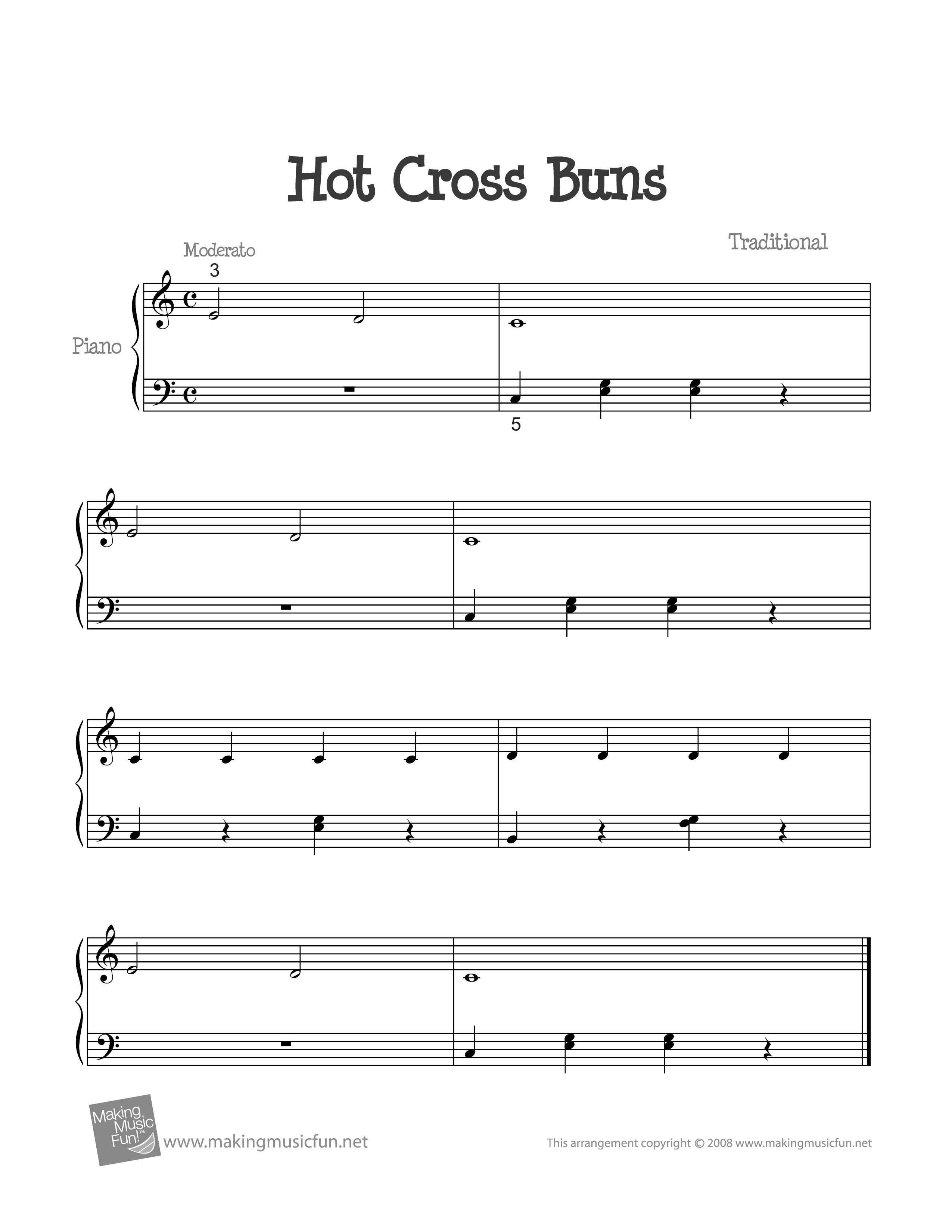 Hot Cross Buns琴譜