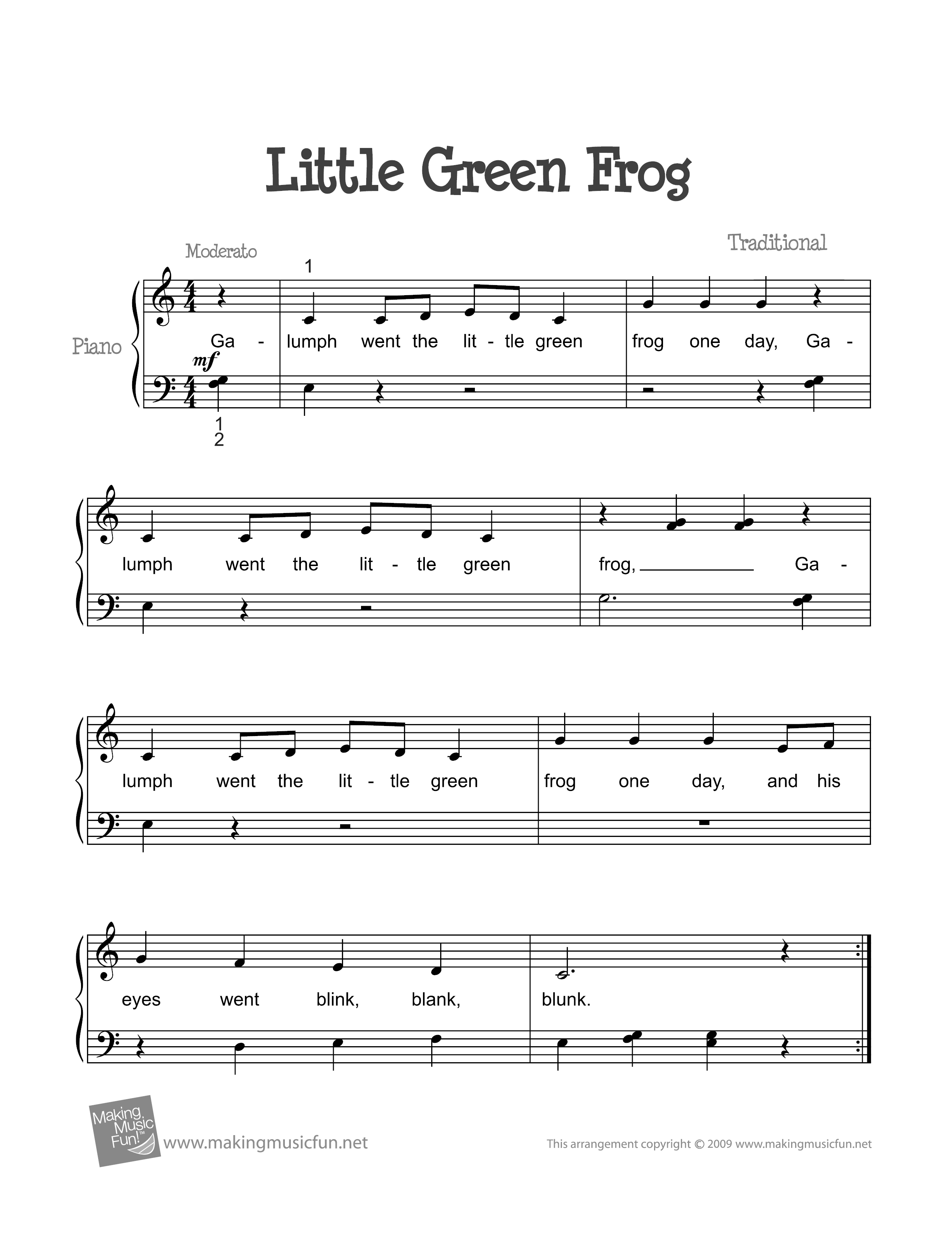 Little Green Frog (Galumph)琴譜