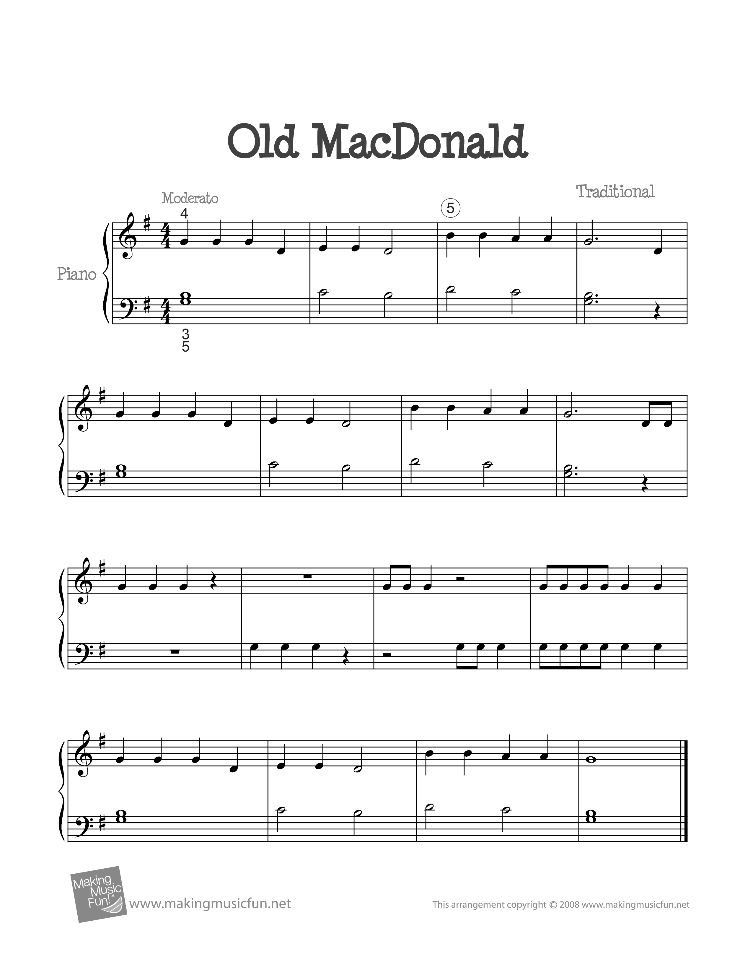 Old MacDonald琴谱