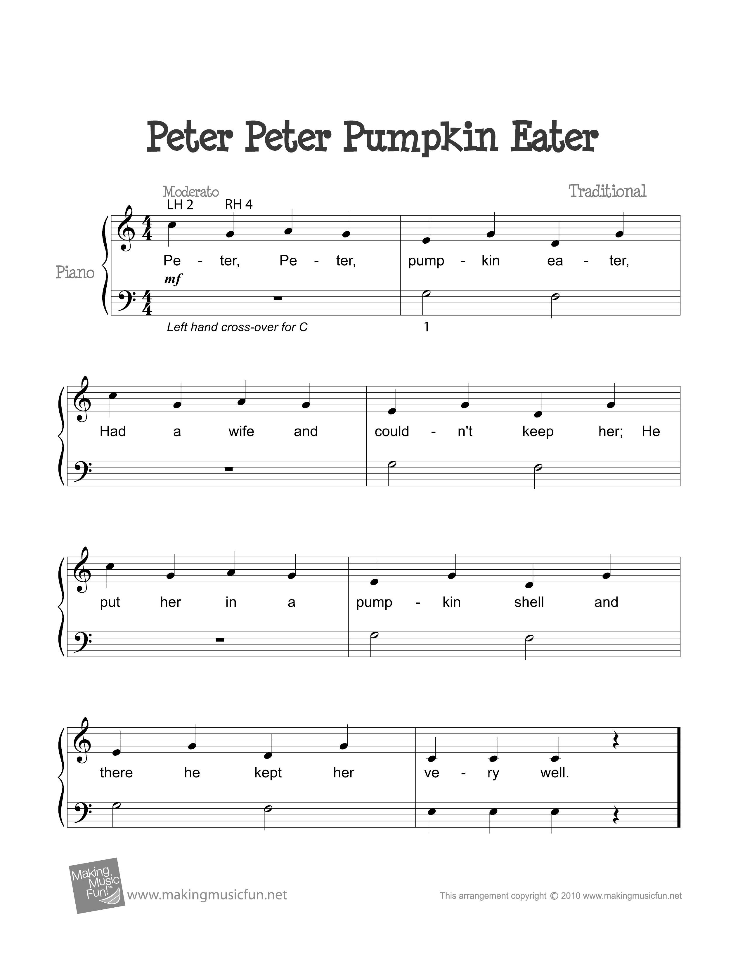 Peter, Peter Pumpkin Eater琴譜