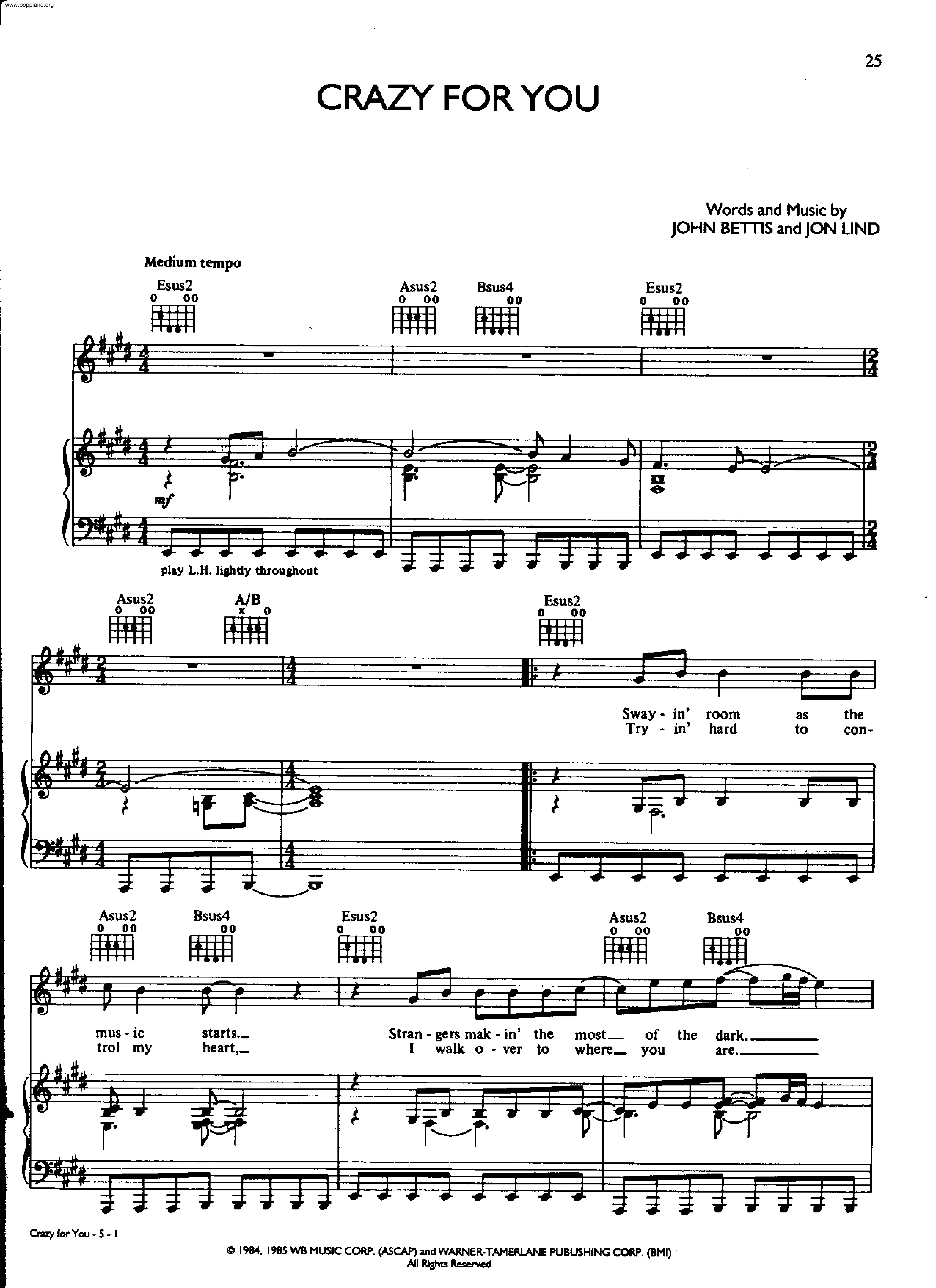 Madonna Crazy For You Sheet Music Pdf Free Score Download Madonna Crazy For You Sheet Music Pdf Free Score Download