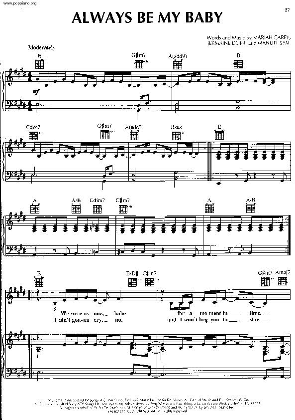 Mariah Carey Always Be My Baby Sheet Music Pdf Free Score Download Mariah Carey Always Be My Baby Sheet Music Pdf Free Score Download