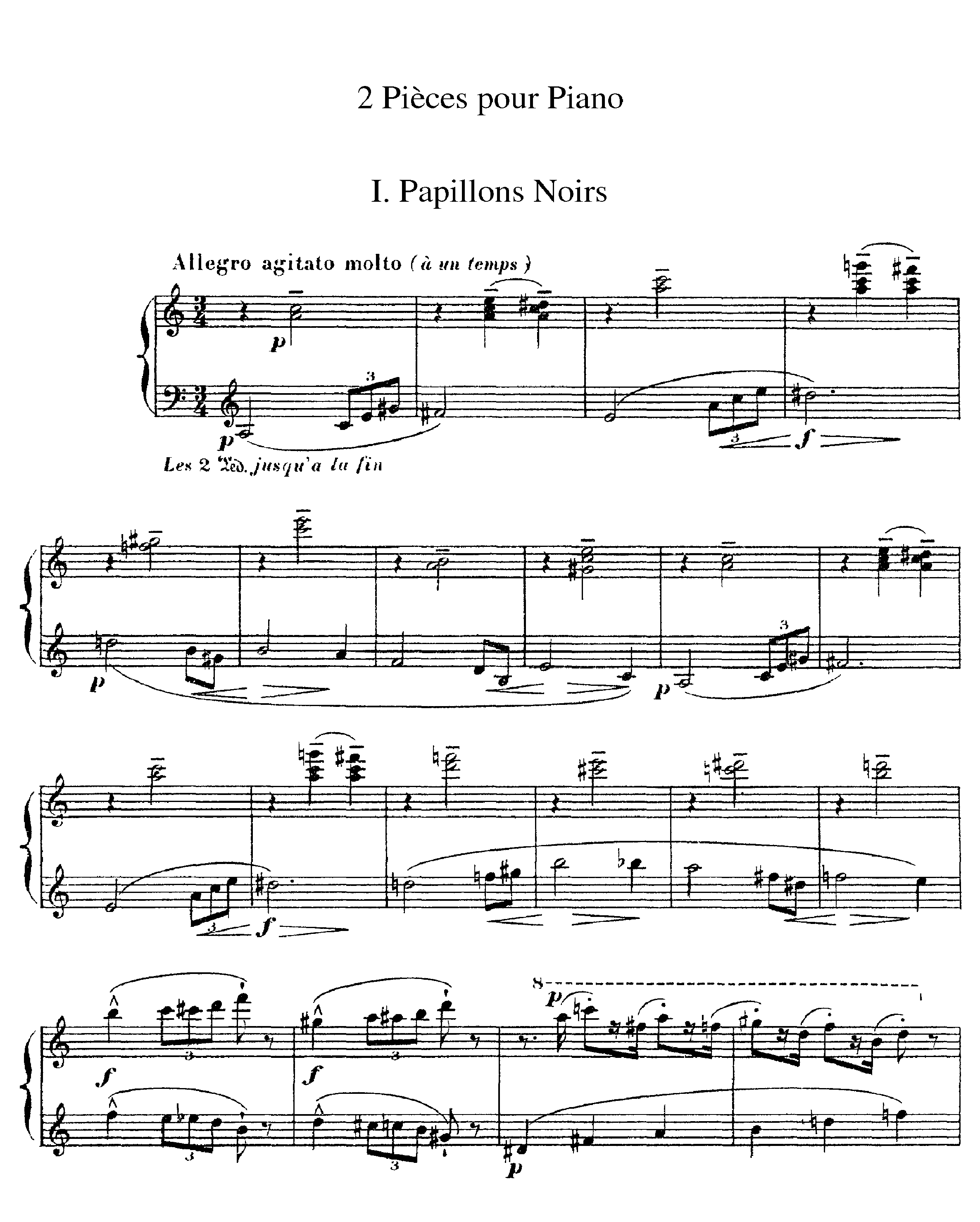 Papillons Noirs琴譜