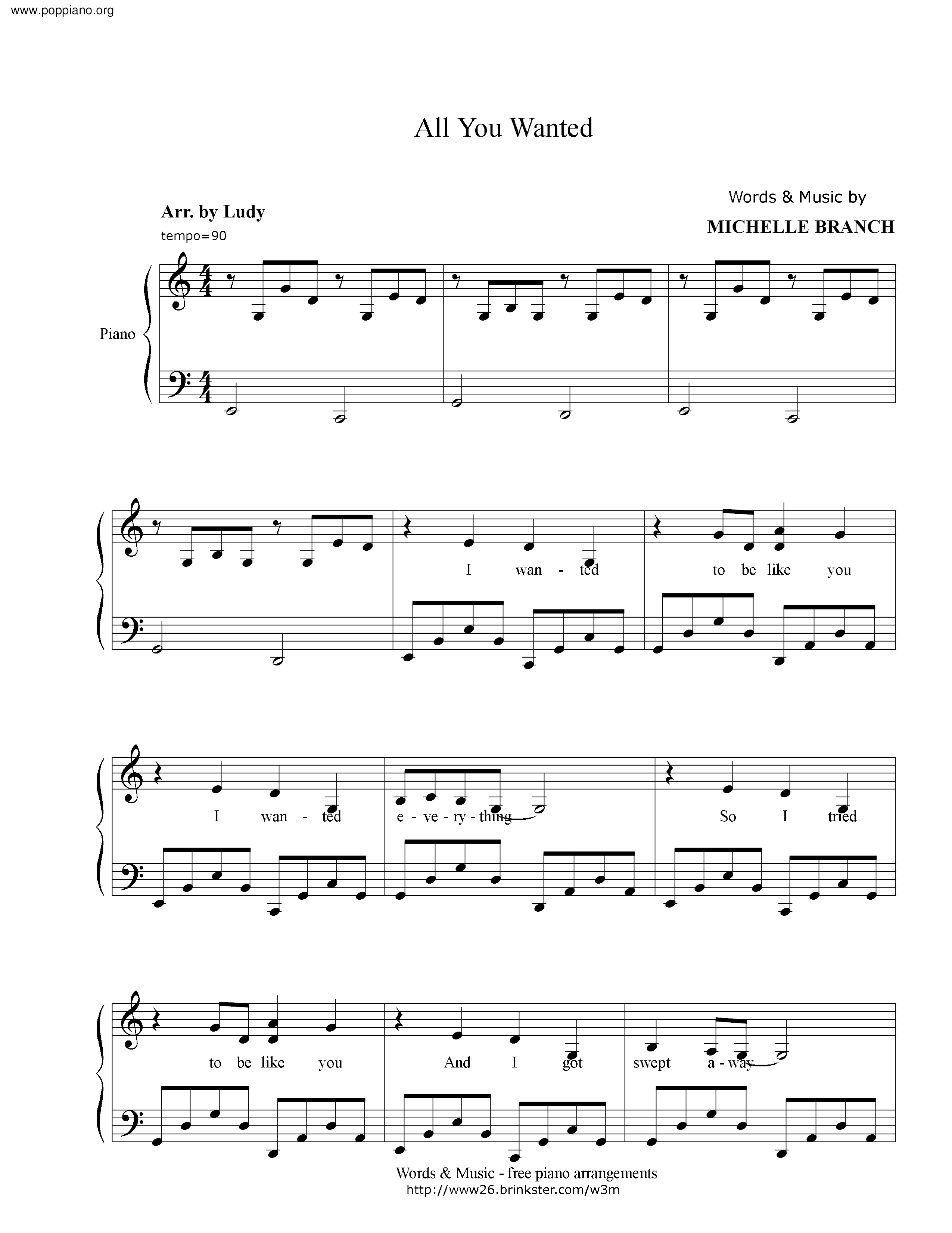 Michelle Branch All You Wanted ピアノ譜pdf 香港ポップピアノ協会 無料pdf楽譜ダウンロード Gakufu Michelle Branch All You Wanted ピアノ譜pdf 香港ポップピアノ協会 無料pdf楽譜ダウンロード Gakufu