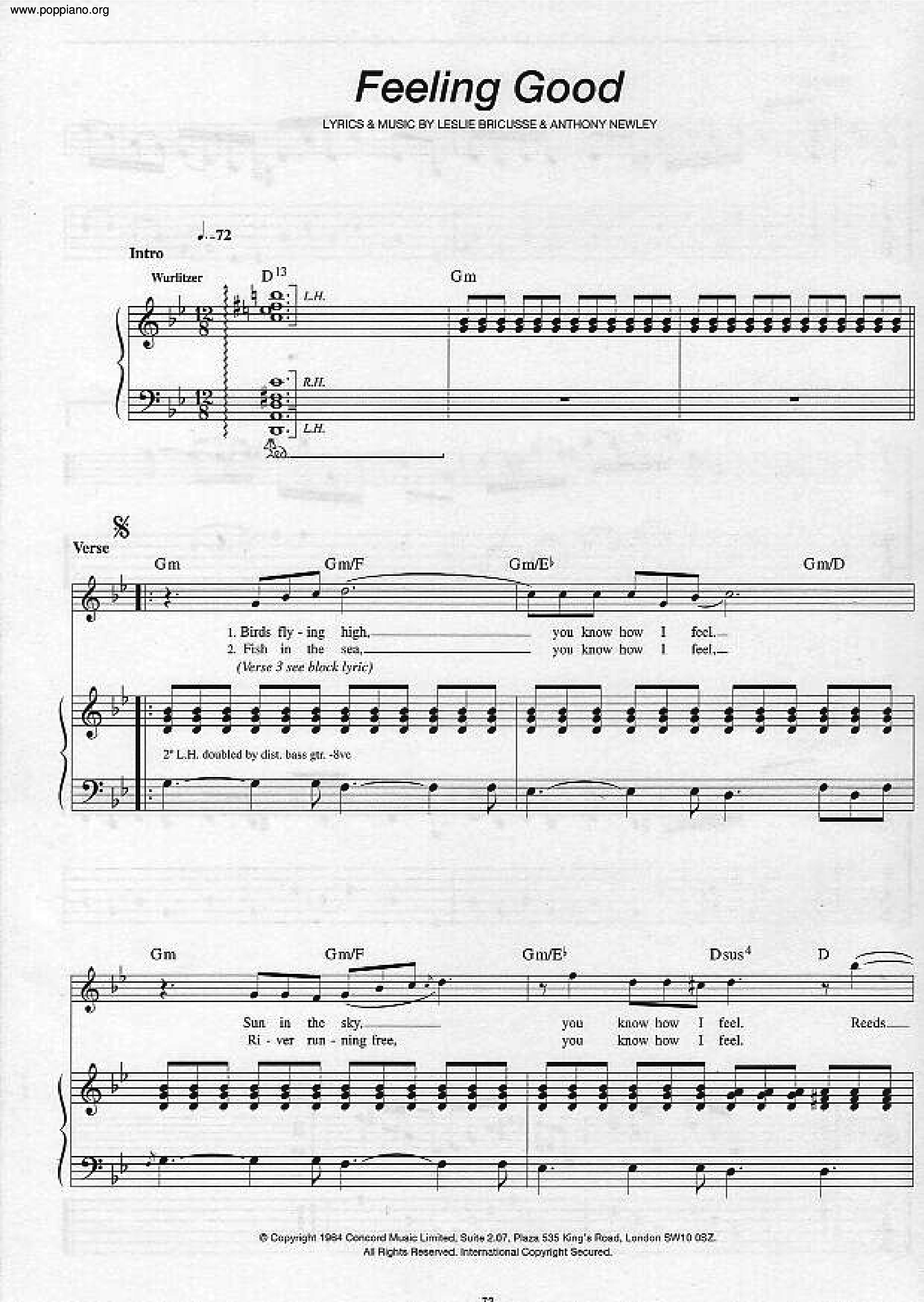 Muse Feeling Good Sheet Music Pdf Free Score Download