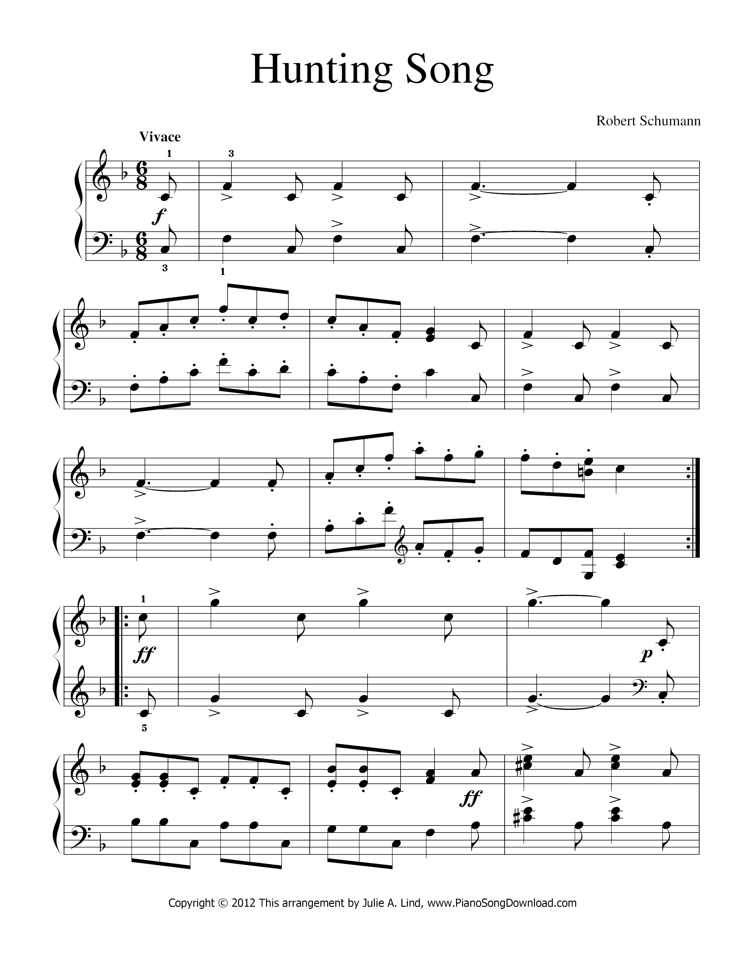 Robert SchumannHunting Song Sheet Music pdf, Free Score Download ★