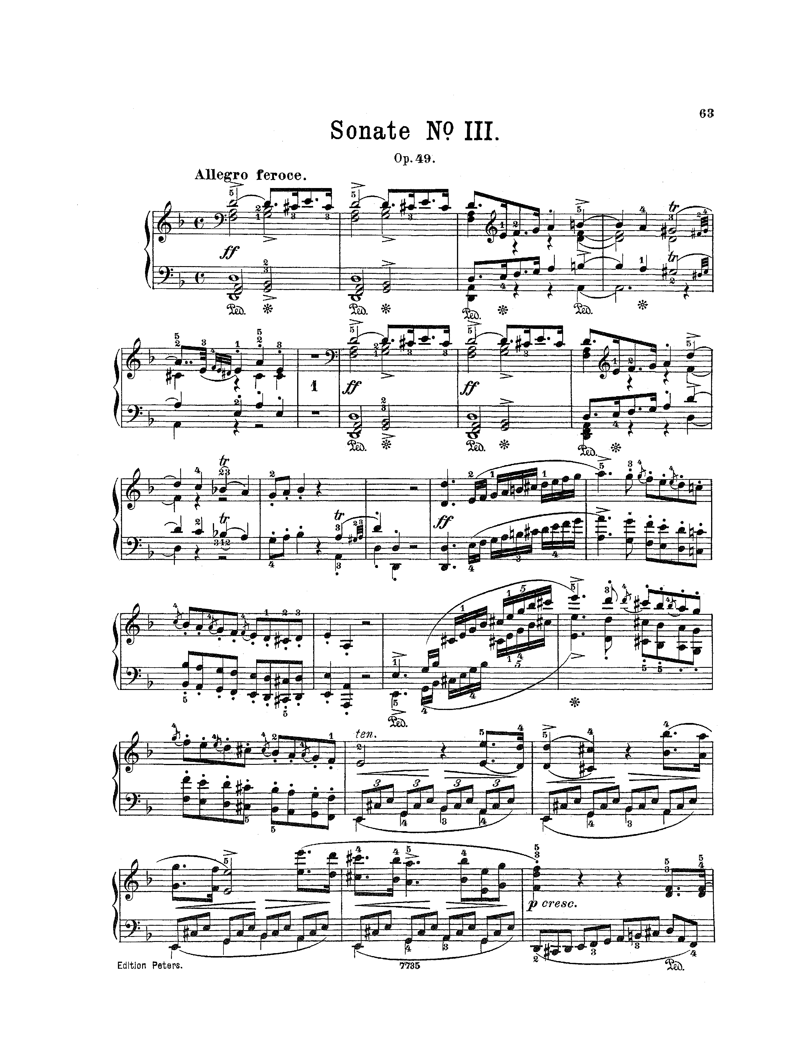 Piano Sonata No.3, Op.49琴譜