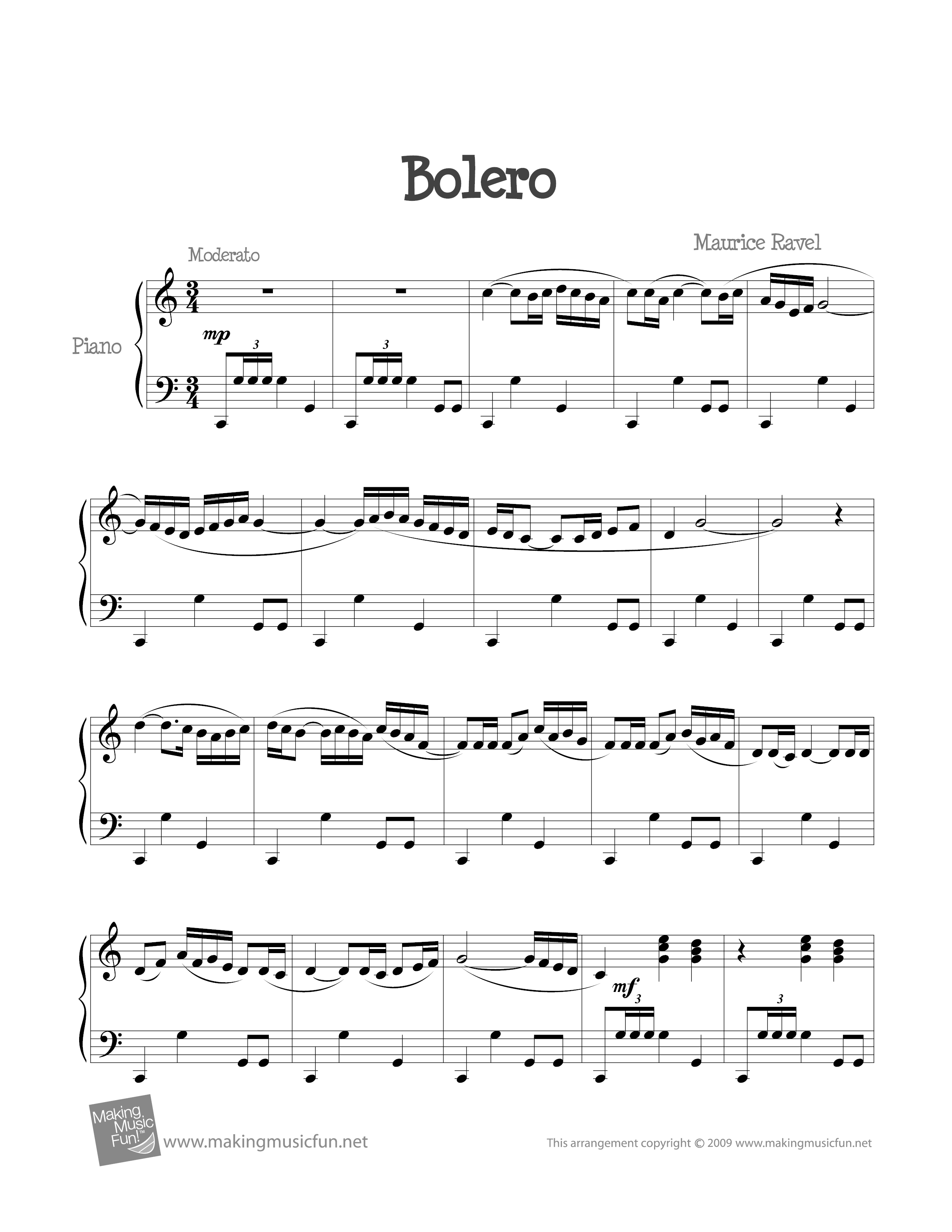 Boléro琴譜