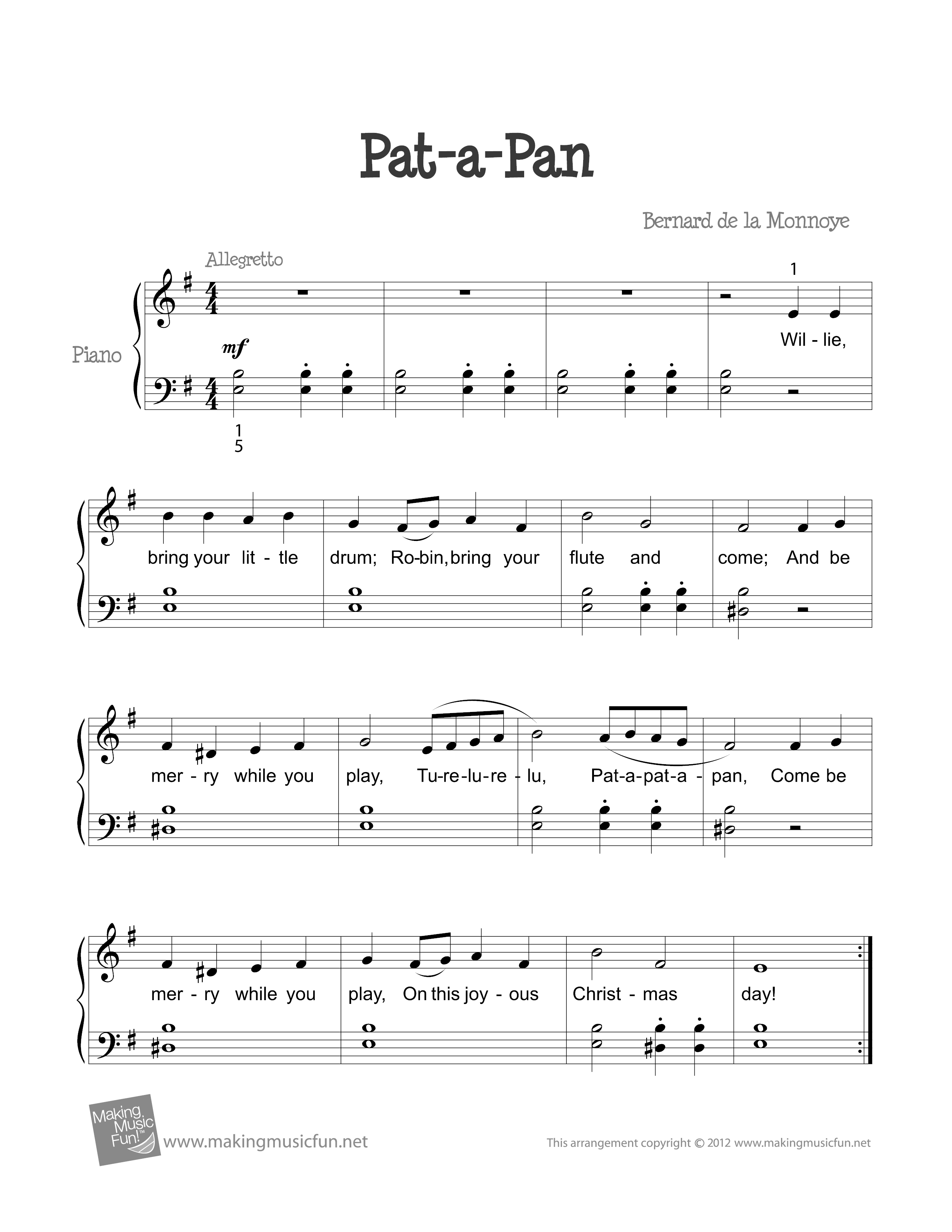 Pat a Pan琴譜