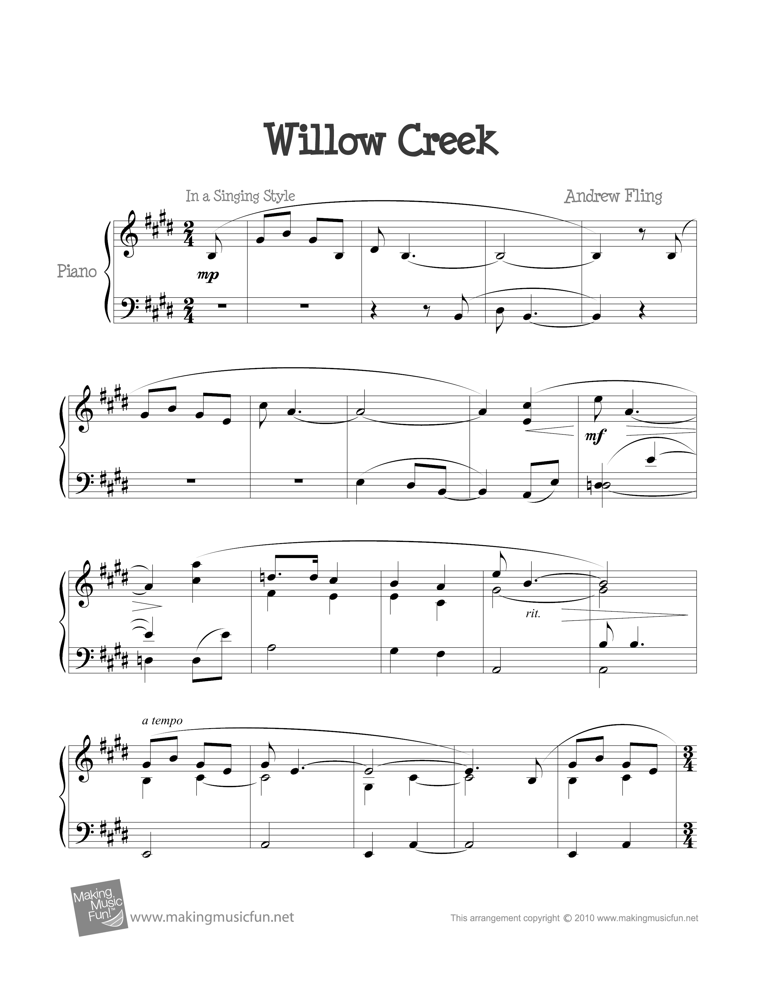 Willow Creekピアノ譜