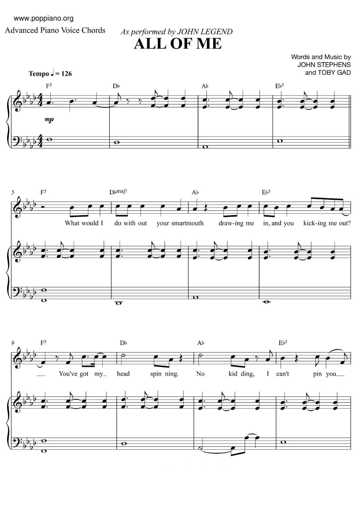 All Of Me Piano Sheet Music Free Pdf : All Of Me Free Sheet Music By