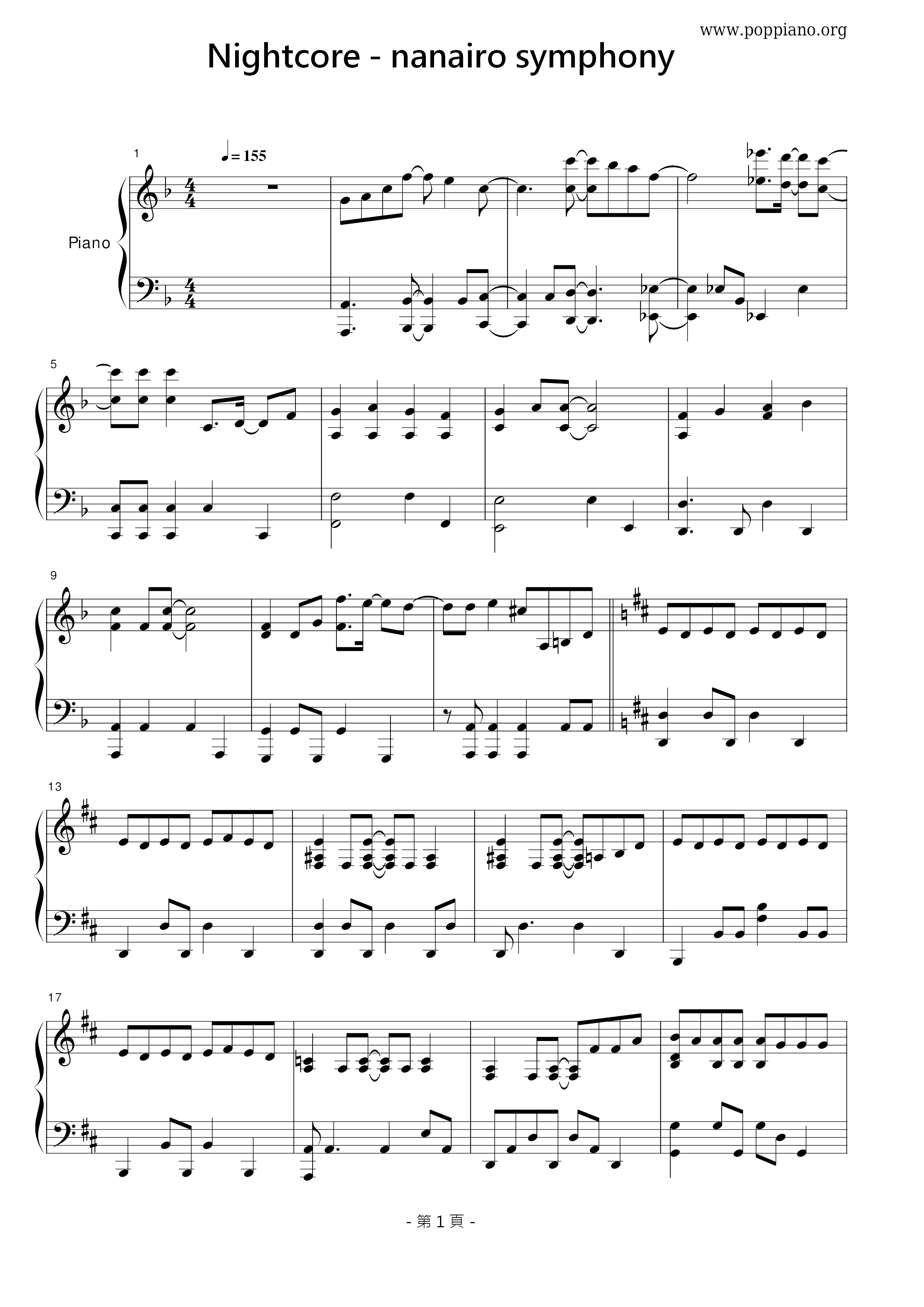 Nanairo Symphony琴譜