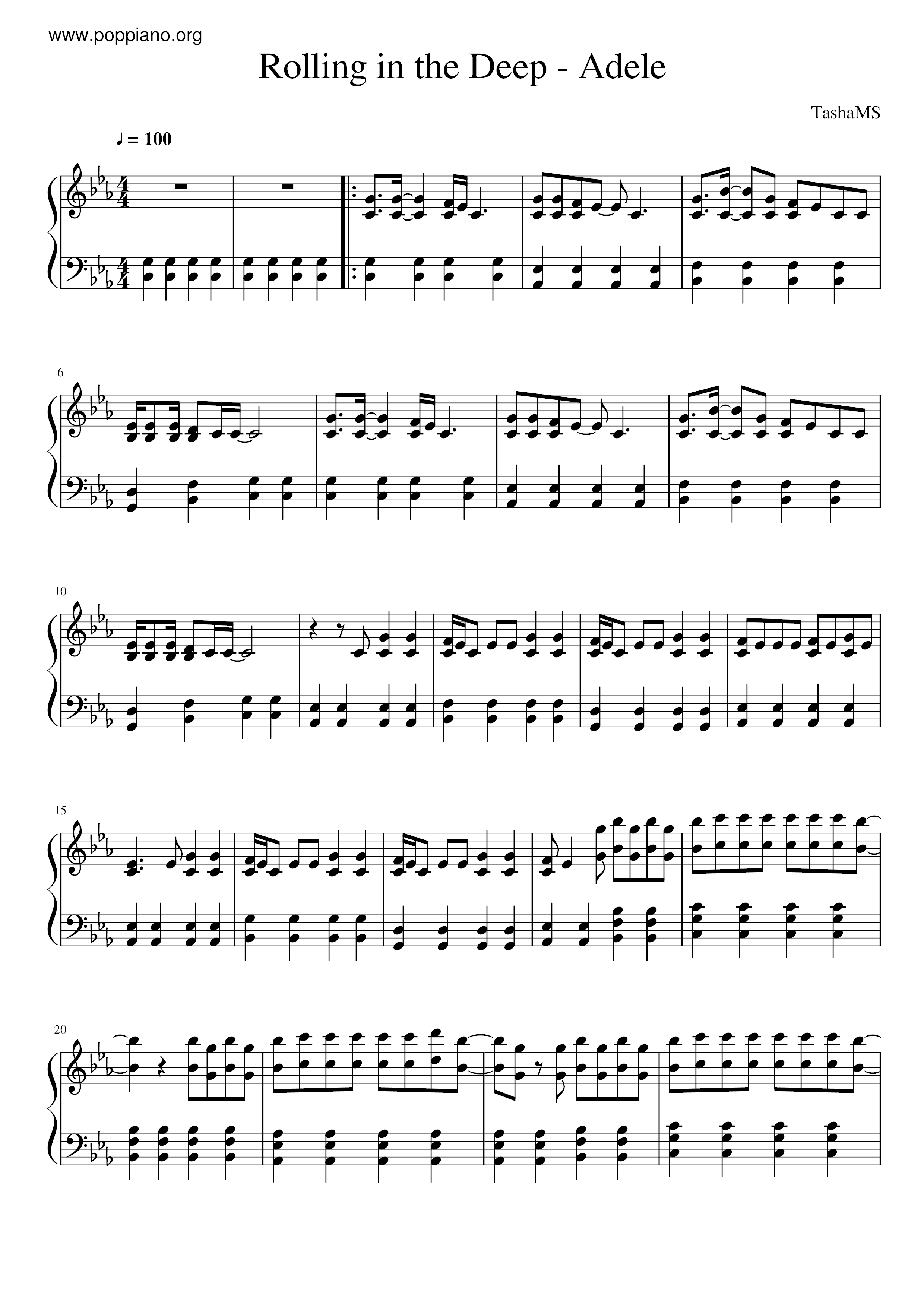 Adele Rolling In The Deep Sheet Music Pdf Free Score Download