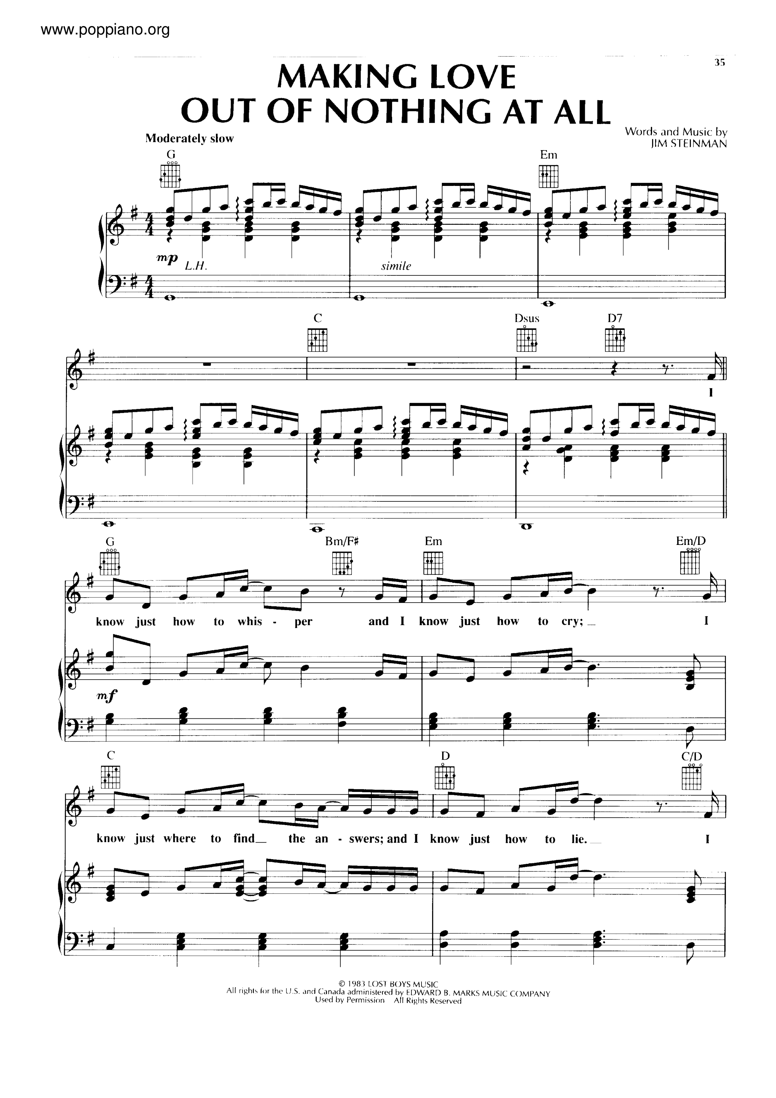Making Love Out Of Nothing At AllAll Versions Sheet Music Piano 