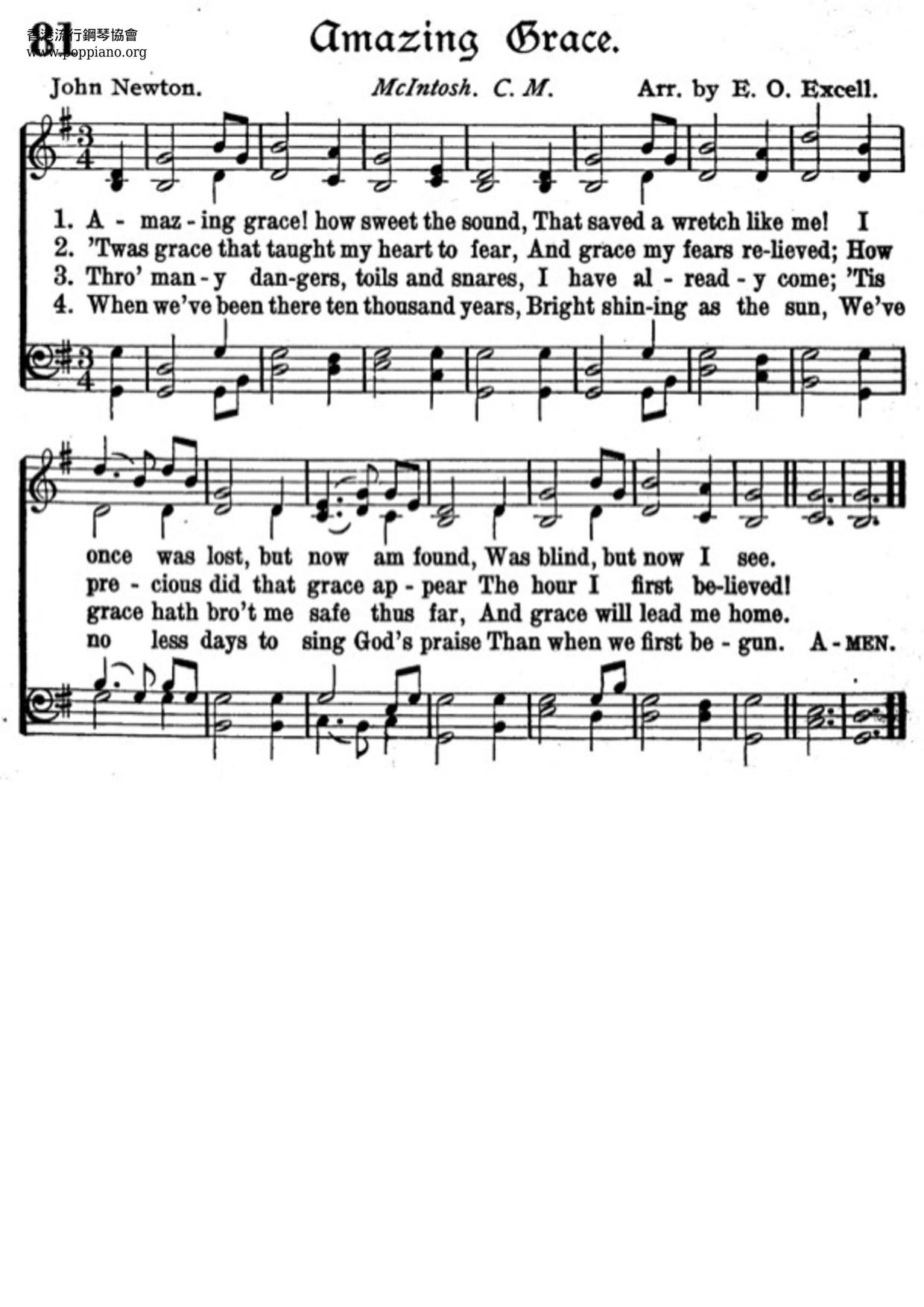 Amazing Grace Sheet Music Free Printable - Free Templates Printable