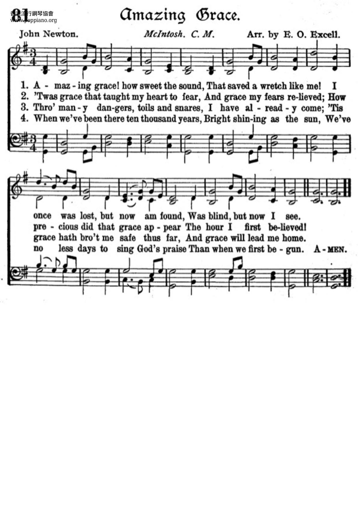 Hymn Amazing Grace Sheet Music Pdf Free Score Download 