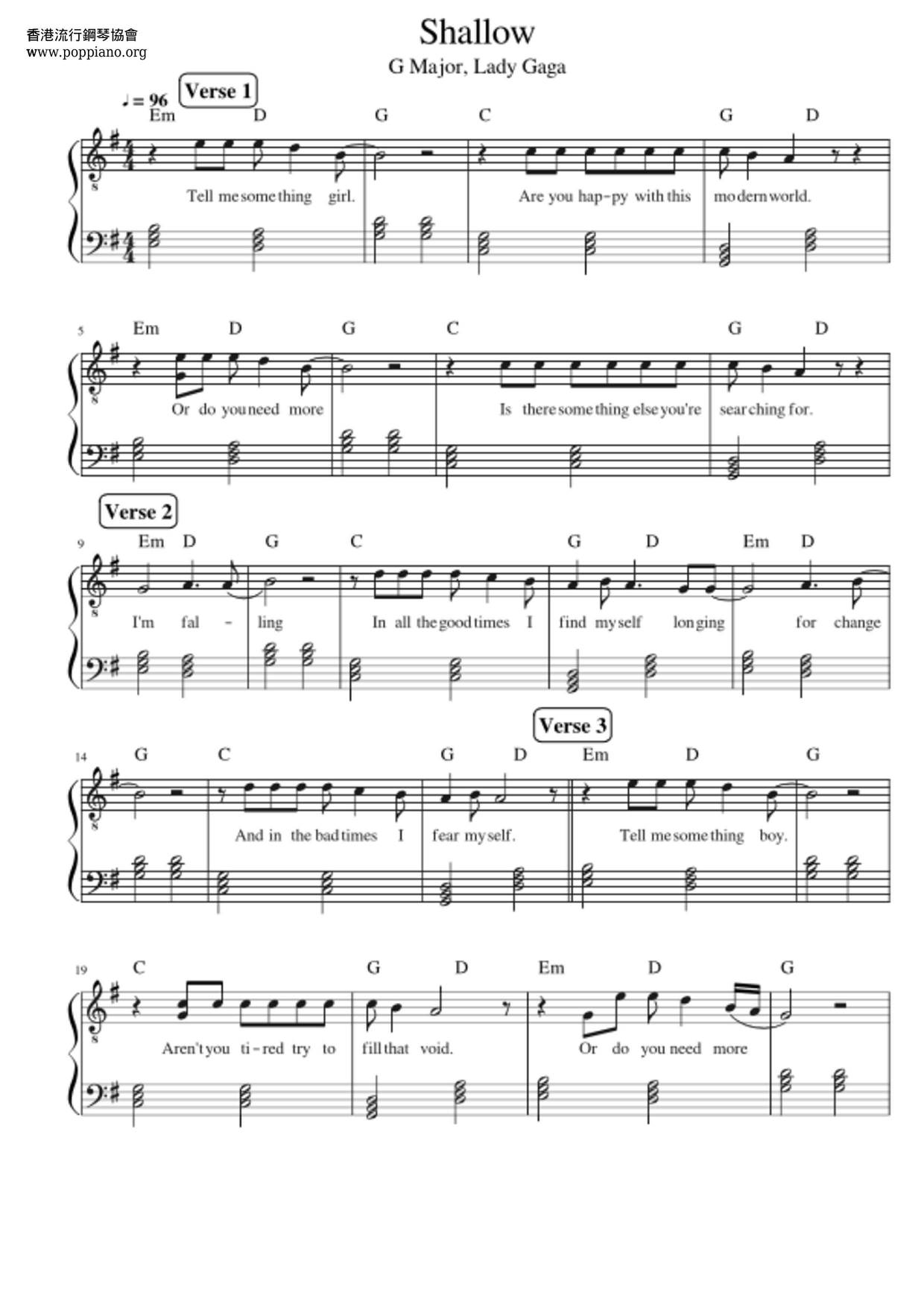 Lady Gaga Shallow Sheet Music Pdf レディー ガガ Free Score Download