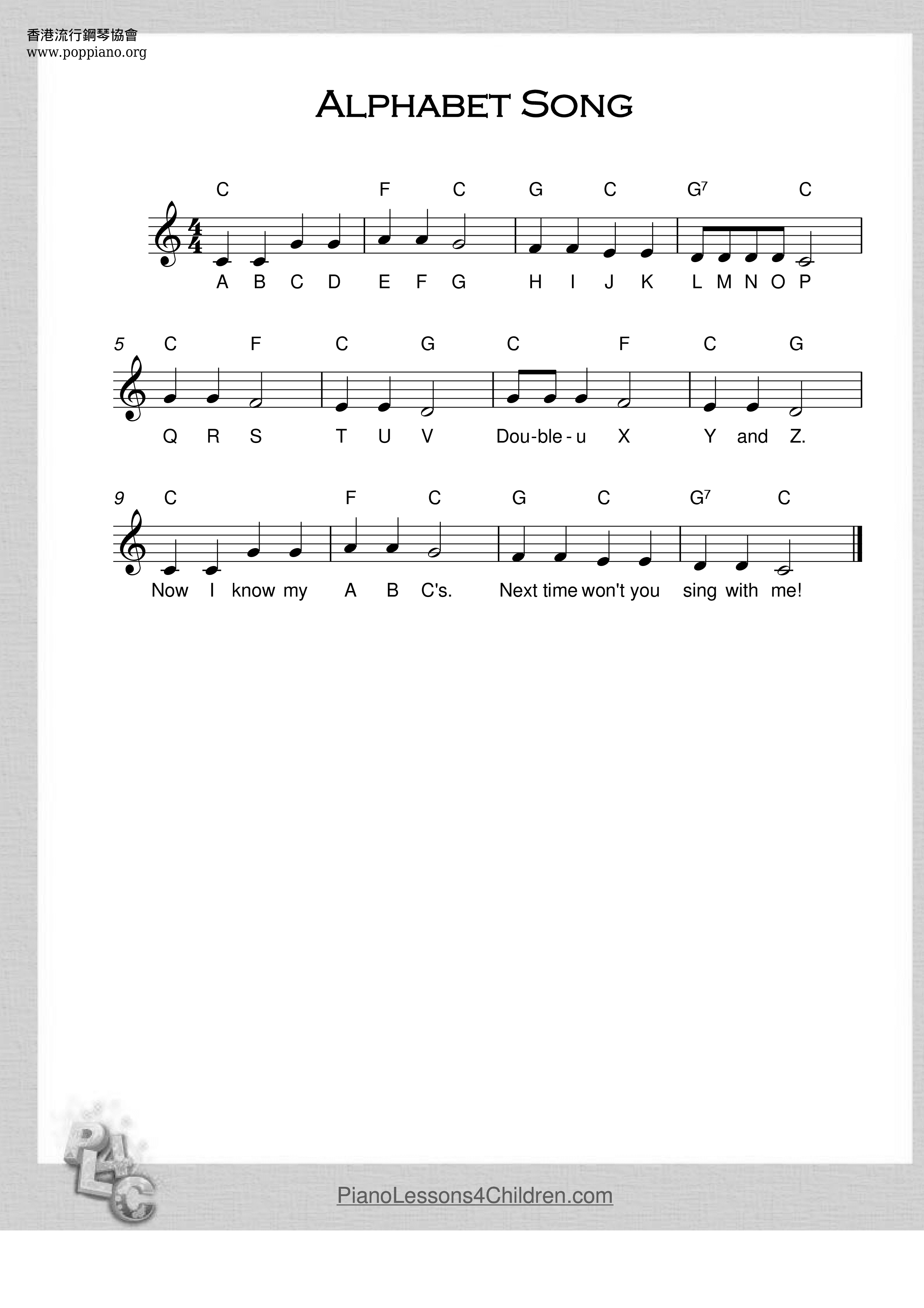 Alphabet Song Score