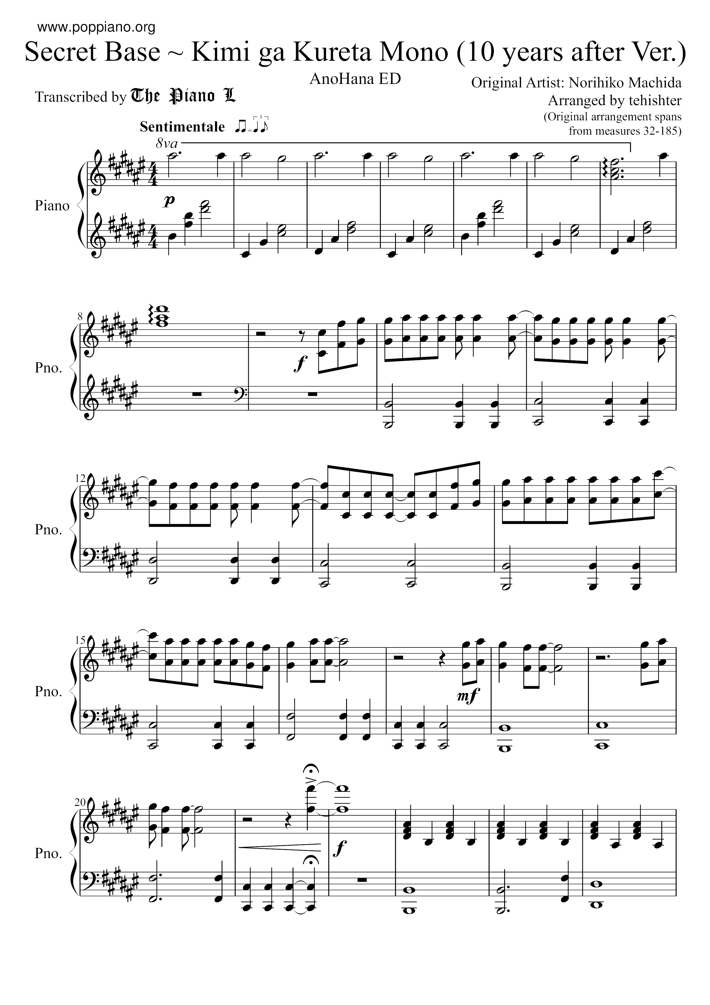 ☆ anime-AnoHana ED - Secret Base Sheet Music pdf, -secret base ~君がくれたもの~ 楽譜 - Free Score Download ☆ ☆ anime-AnoHana ED - Secret Base Sheet Music pdf, -secret base ~君がくれたもの~ 楽譜 - Free Score Download ☆