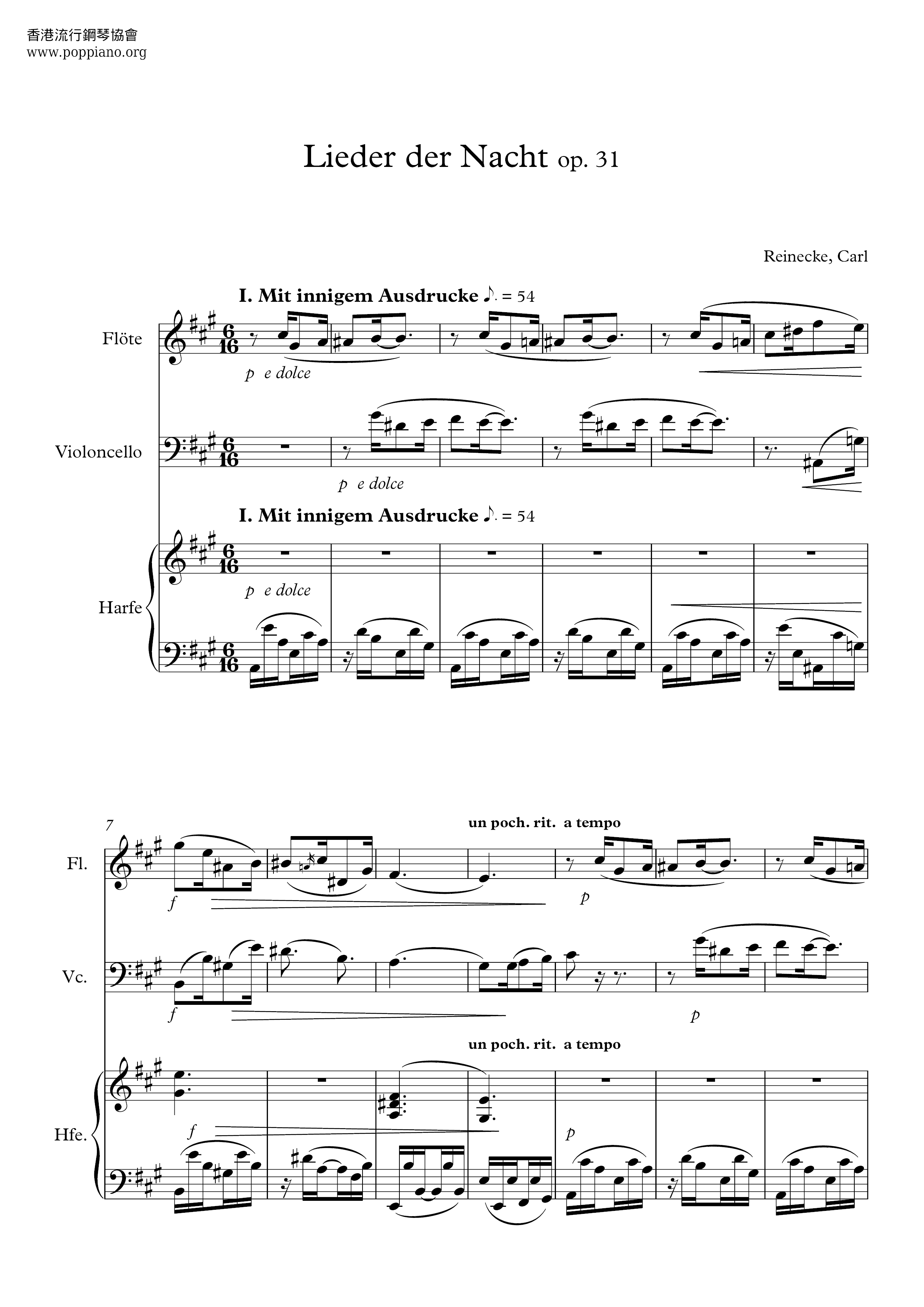 Lieder Der Nacht, Op.31琴譜