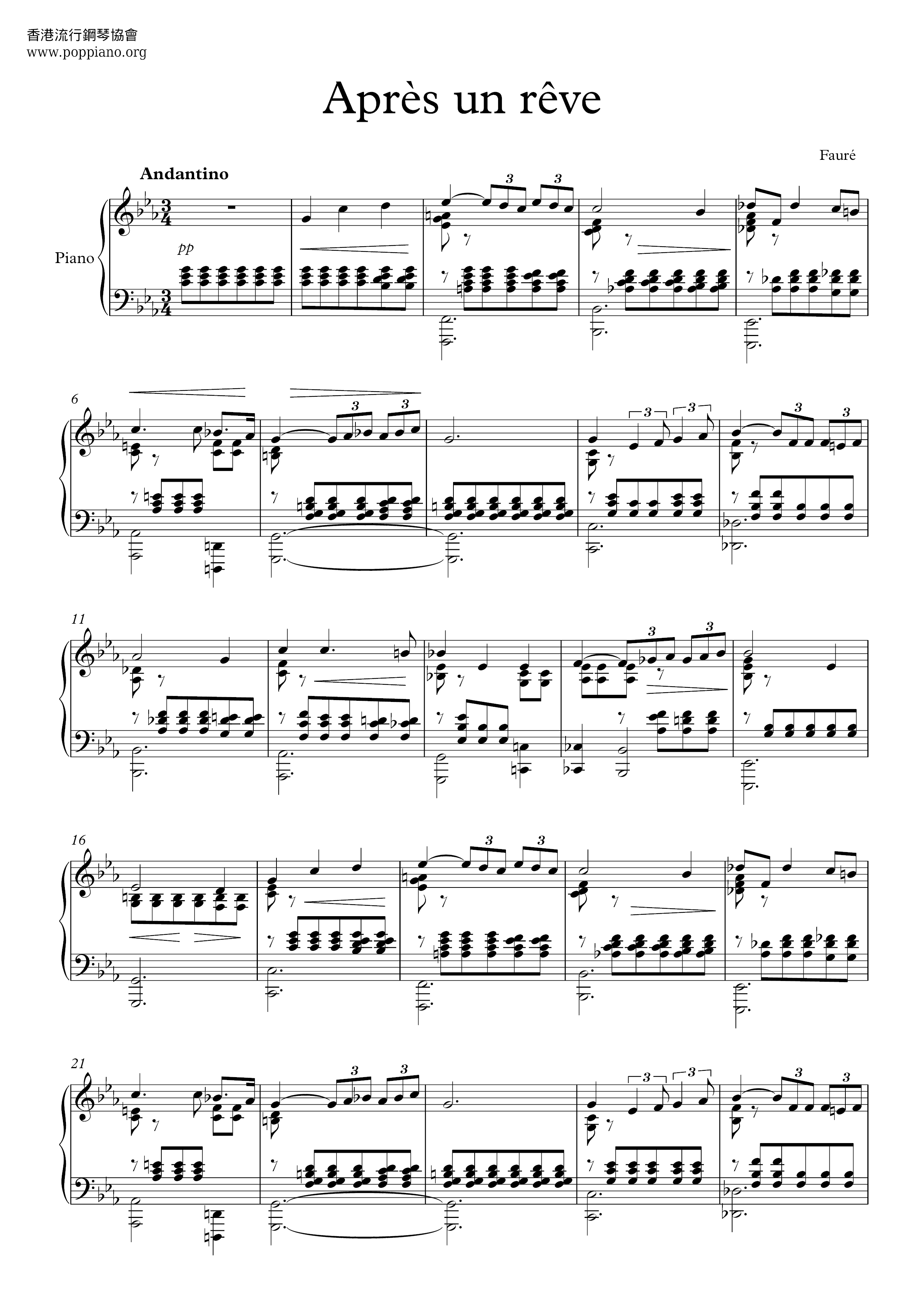 FaureApres Un Reve Sheet Music pdf, Free Score Download ★